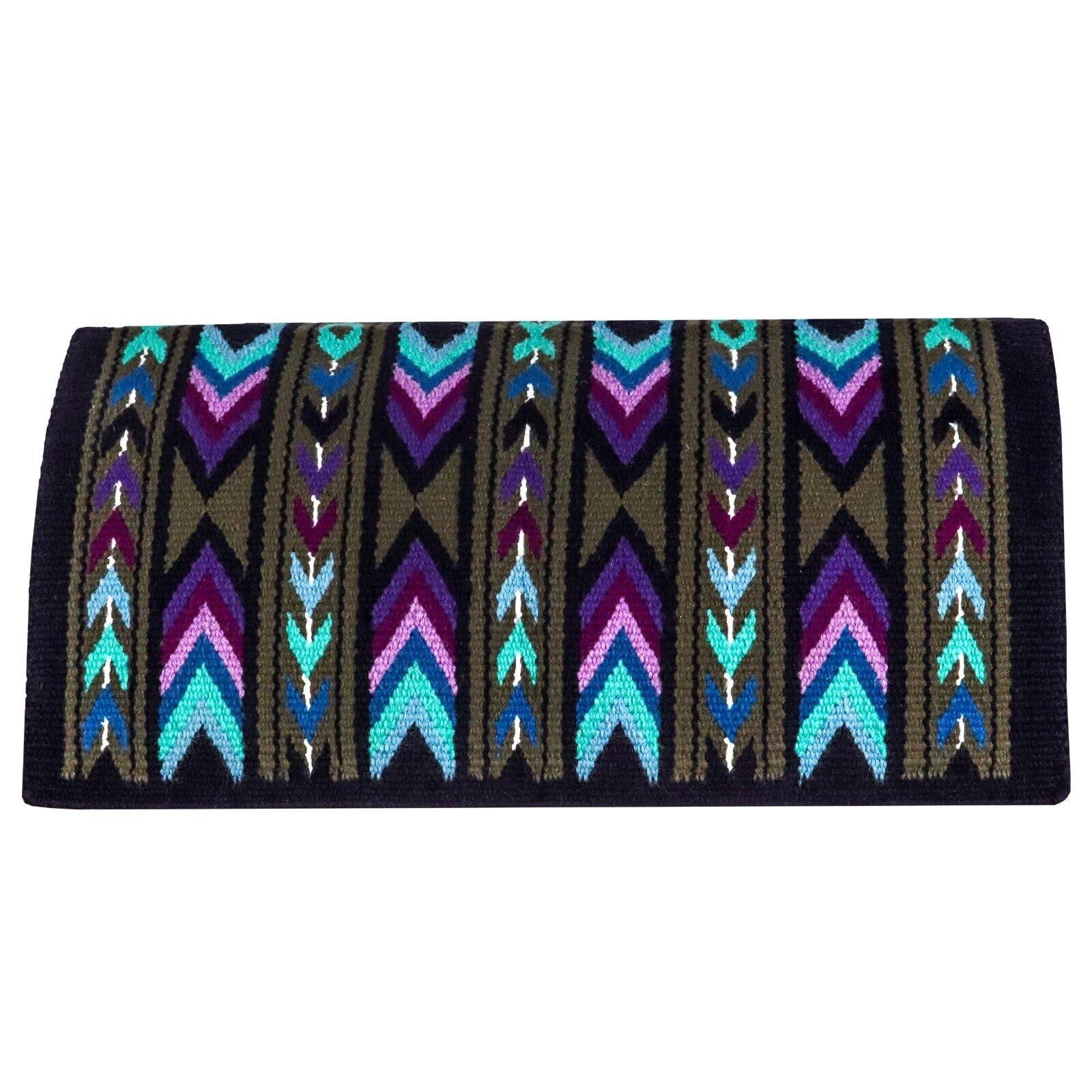 EQUIGEAR EQUIGEAR Western Ranch Horse Saddle Blanket New Zealand Wool Western Design Handmade Saddle Blanket Top Wool Pad Sensor Flex (Customization Available) ZB-032 (36\" x 40\")