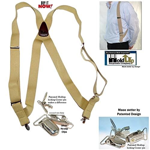 Holdup Suspender Company Hold-Up Hip-clip Style Suspenders for Men 1 1/2" Wide (Tan)