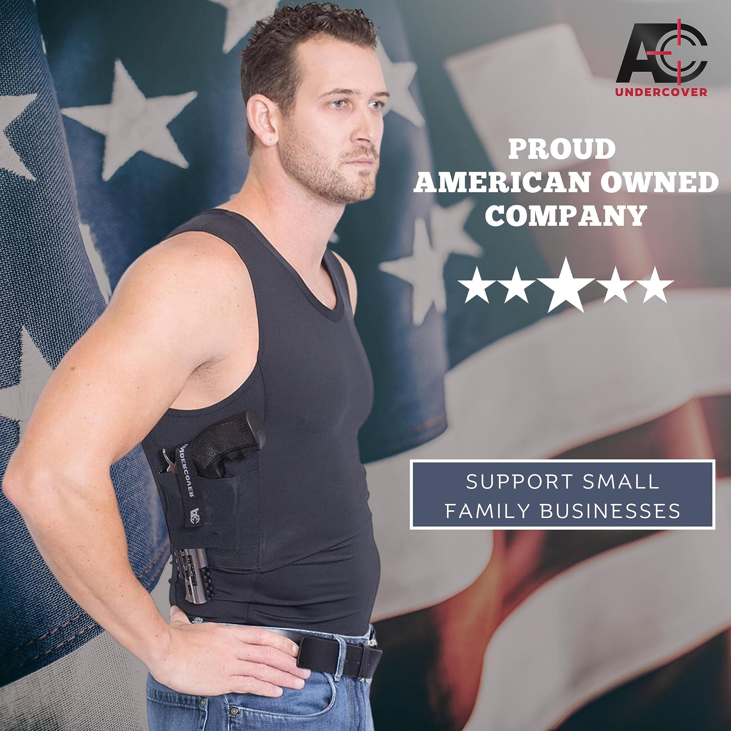 AC Undercover AC Undercover Men\'s Concealed Carry Tank Top - Compression Clothing with Holster - Stylish and Secure Undershirt Gun Holster - Tactical and Everyday Use - Size 3XL, 1 Pack, Black