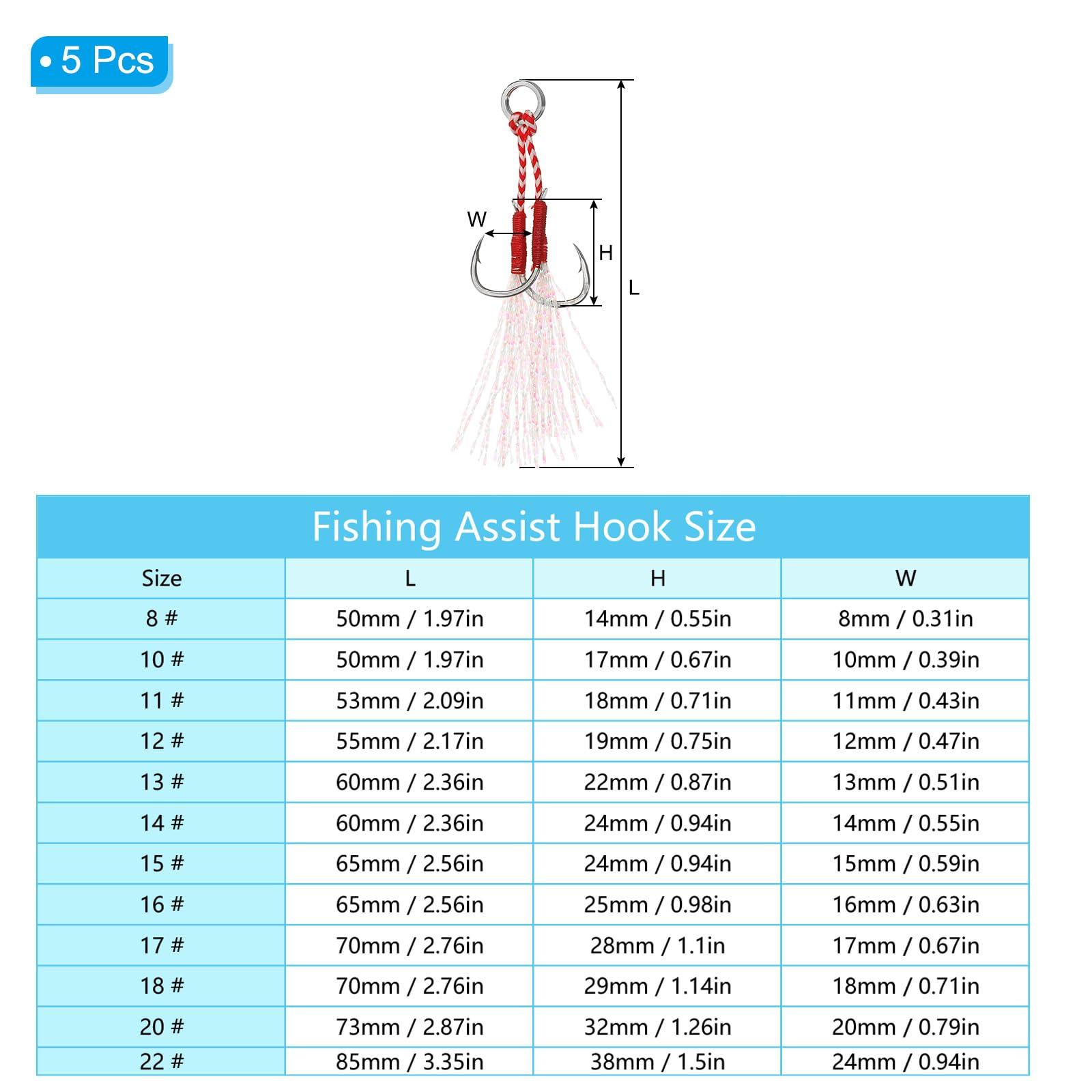 PATIKIL PATIKIL Double Fishing Assist Hooks Kit, 5 Pcs Glow Jigging Hook Slow Fast Fall Jigs Fishing Hooks for Vertical Jigging Lures, Green (11#, 2.1\"x0.4\")