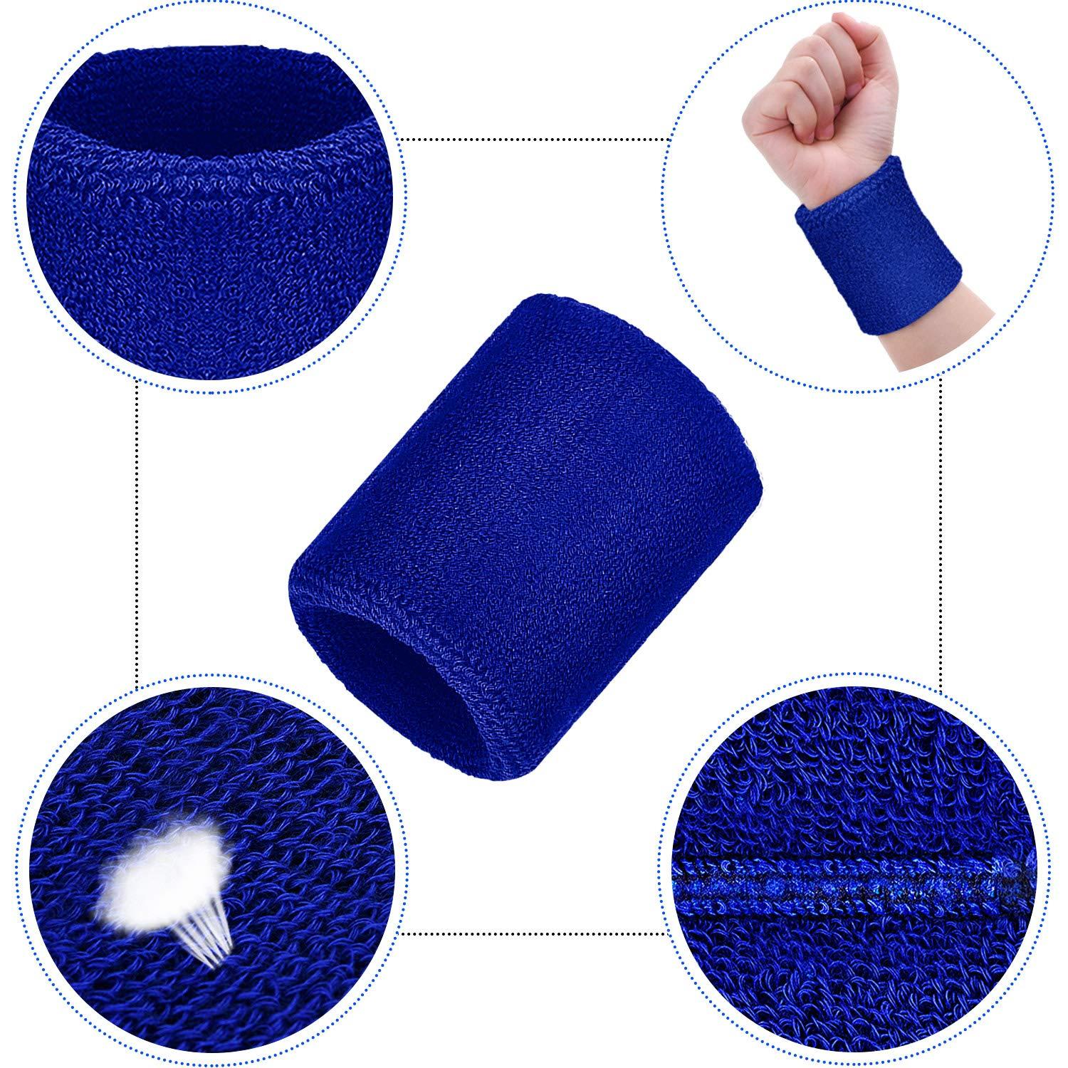 Bememo Bememo 12 Pack Sweatbands Paris Sports Competitions Wristband Cotton Sweat Band for Men and Women, Good for International Sports Party, Tennis, Basketball, Running, Gym(3.15 Inch,Blue)