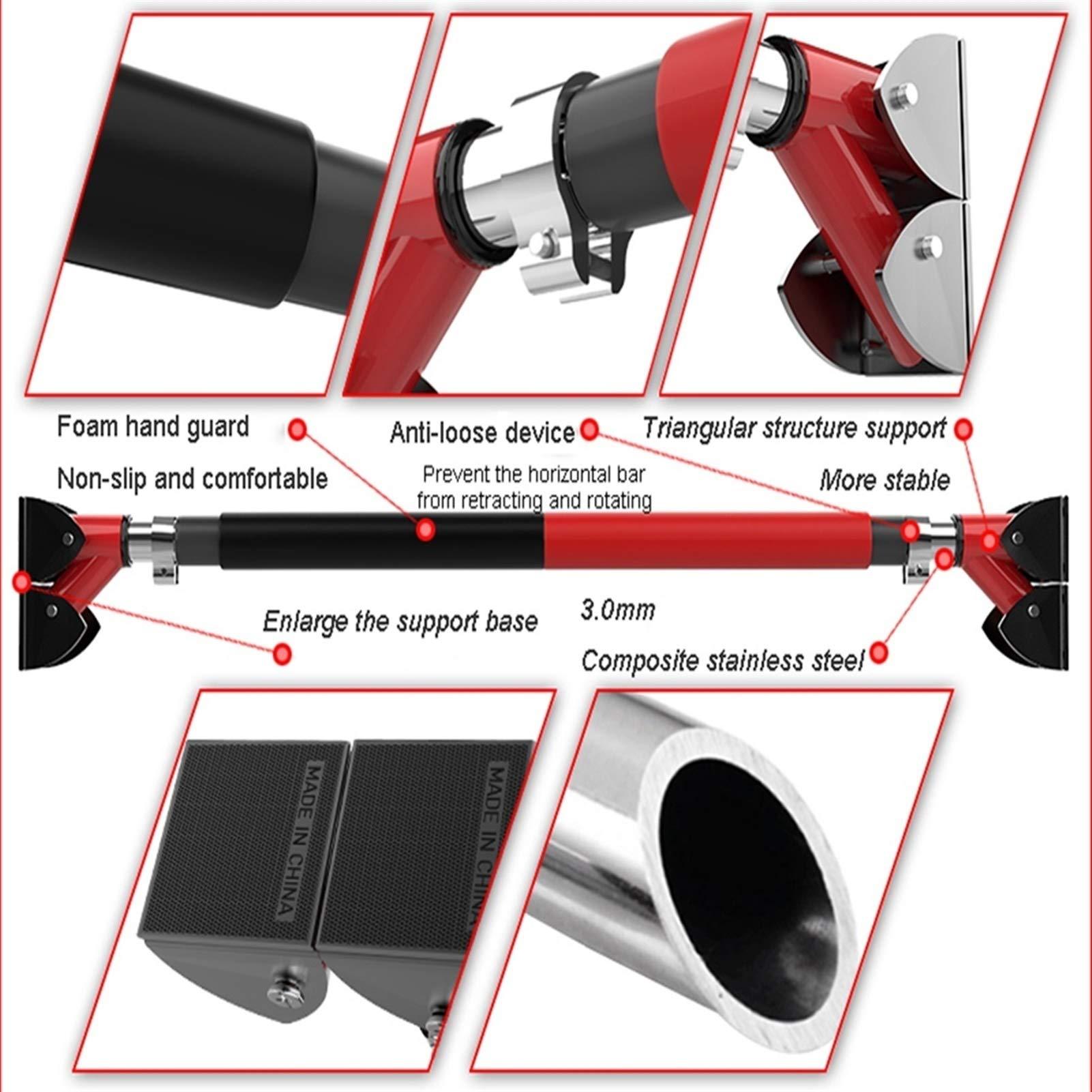 AGYH Pull-Up Bars Portable Door Chin Up Bar No Screws Installation Fitness Horizontal Bar, Sandbag Ring Resistance Belt Suspension Equipment, 72-180CM (Color : Pull-up bar+Ring, Size : 93-124cm)