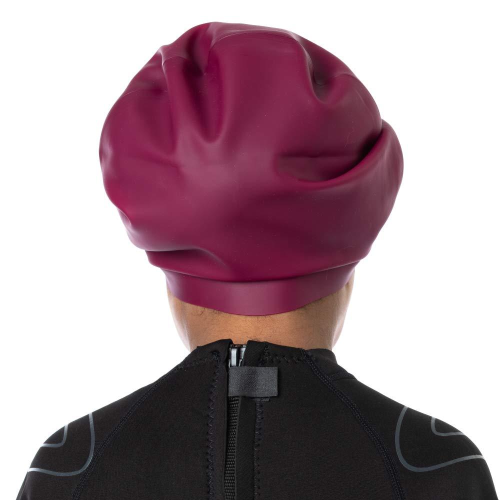 SOUL CAP SOUL CAP JR - Large Swimming Cap for Children - Designed for Long Hair, Dreadlocks, Weaves, Hair Extensions, Braids, Curls & Afros - Silicone (Large, Burgundy)