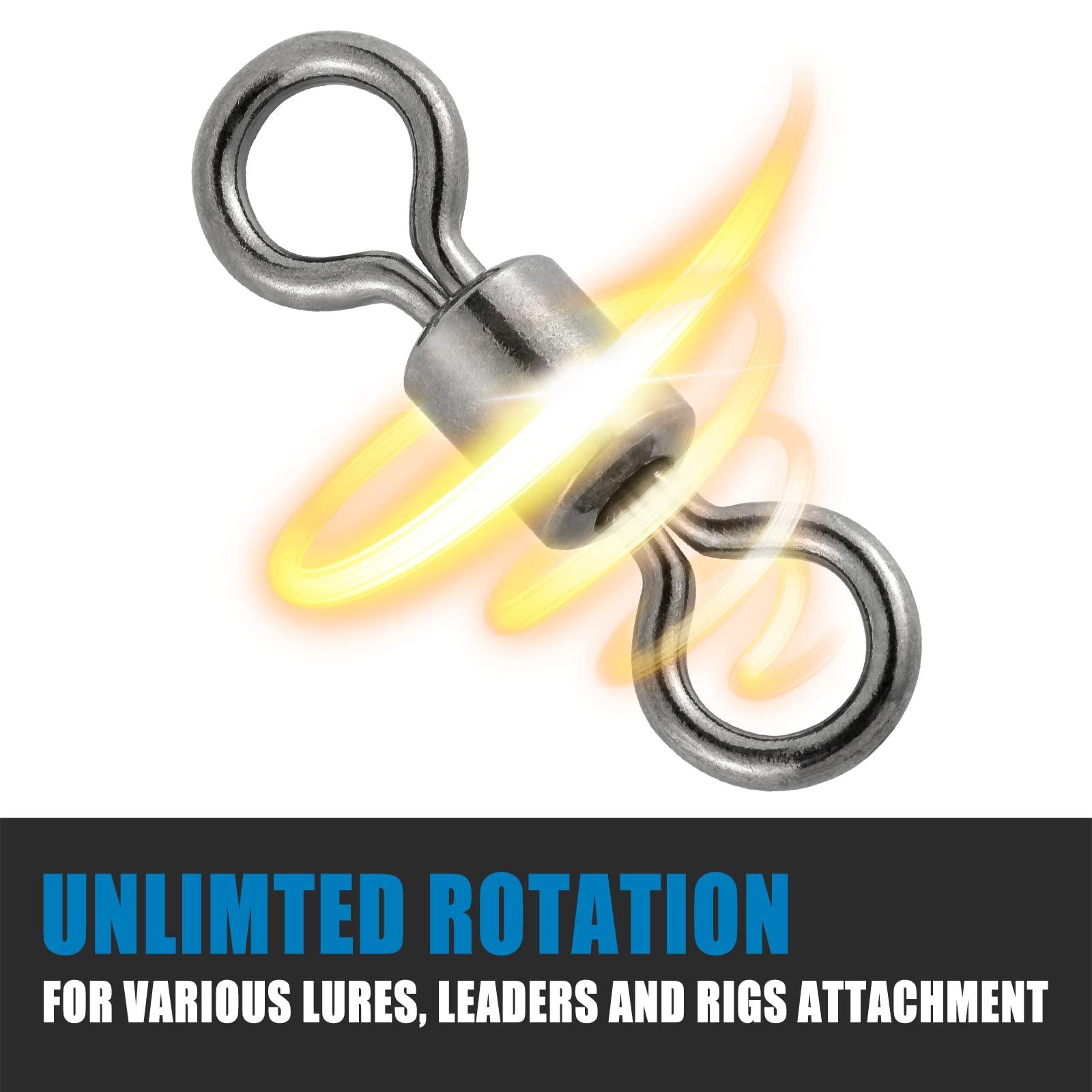 Dr.Fish Dr.Fish 100 Pack Fishing Power Clips 25LB Black with 50 Pack Barrel Swivels #10 31LB