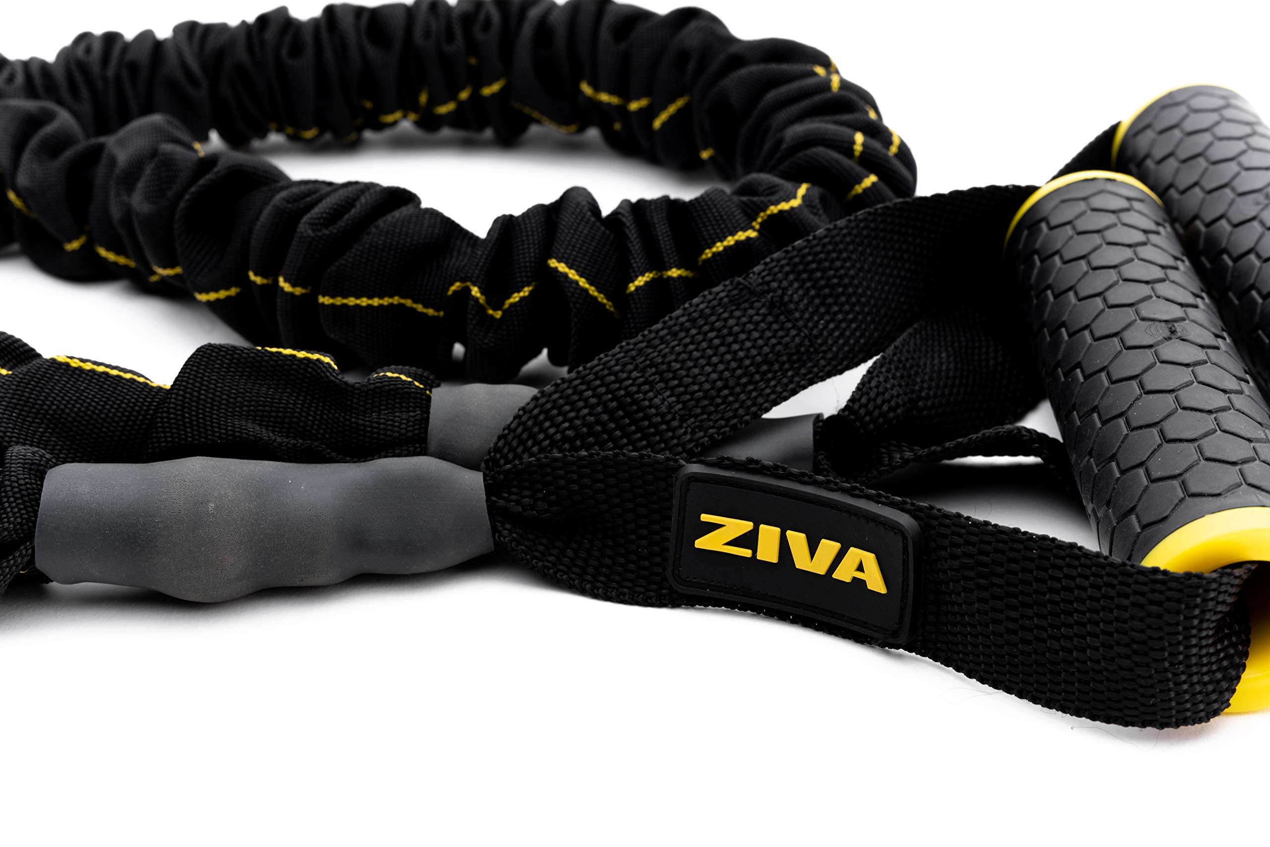 ZIVA Ziva Portable Lightweight Resistance Tube Band - Multiple Resistance Avail - Nylon Safety Sleeve and Foam Handles for Home Fitness, Strength Training, Cross Workouts Extra Heavy 45-50 lbs