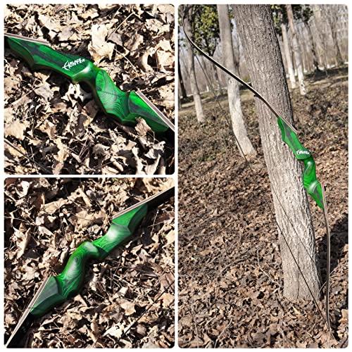 HANDBAIGE Black Hunter 60\" Takedown Archery Recurve Bows for Adults Solid Wood Bow Riser and Glass Fiber Bamboo Maple Laminated Bow Limbs 20-60lbs Hunting Bows for Men and Women Right Hand Recurve Bow Set