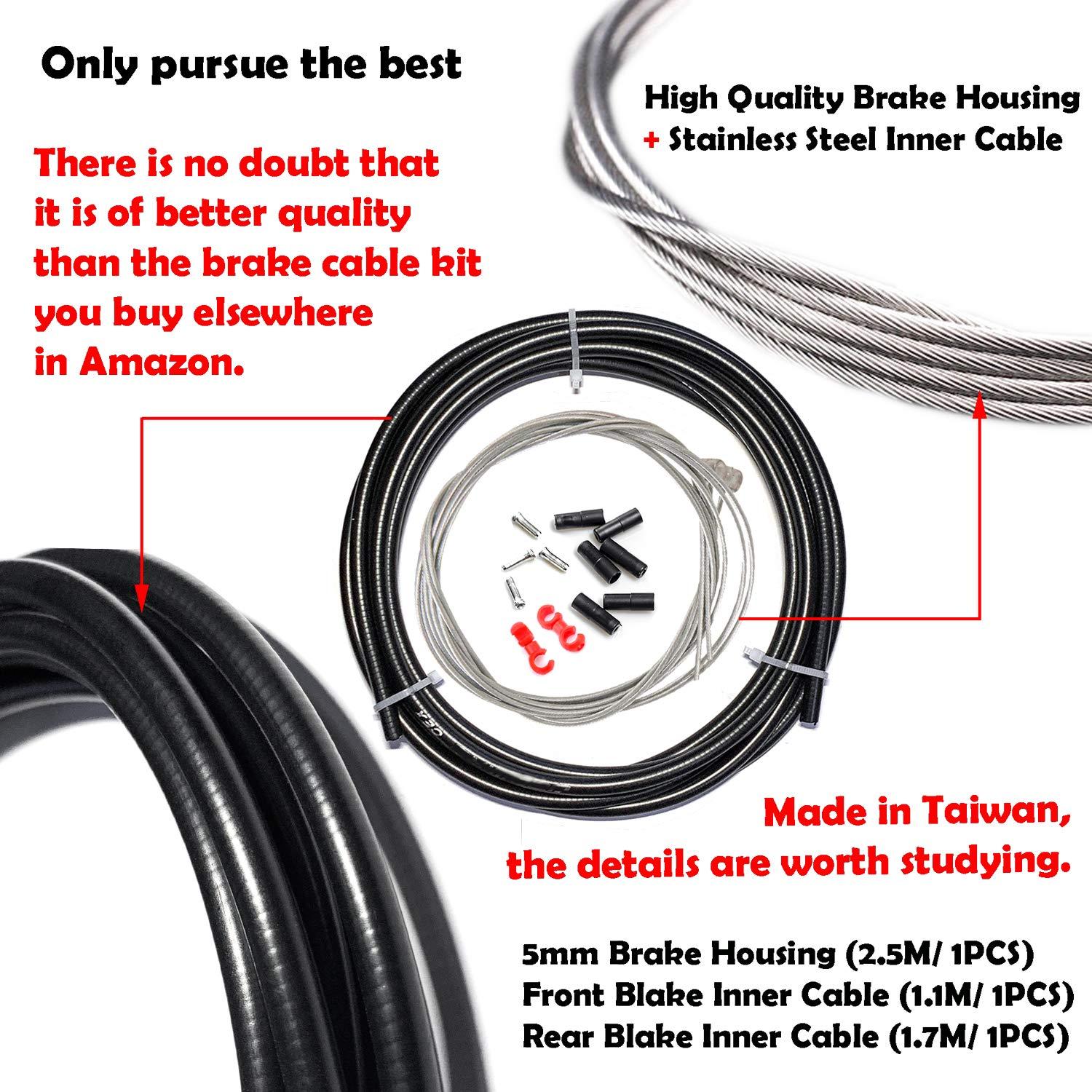 Farbetter Farbetter Mechanical Bike Disc Brake Kit, Including Front and Rear Caliper, Brakes Cables, Brake Levers, 160mm Rotor, with Cable End Tips Caps, Rotating S-Hook Clips, Disc Rotor Adjuster (Black)