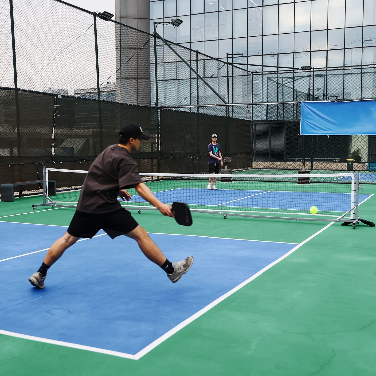 A11N SPORTS A11N Pro Pickleball Net with Wheels and Hand Winch, Tournament Regulation Size, Anti-Sag Design, Perfect for Outdoor Court & Indoor Gym Floor