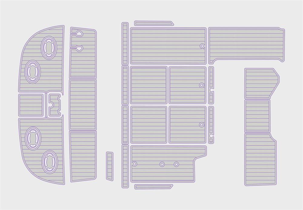 ATDEK ATDEK 1990-1991 Sea Ray Sundancer 350 Cockpit & Swim Platform Bow 1/4 6mm eva Faux Teak Deck Surfing Boat Fishing Boat Motorcycle Hurts crapet Non-Slip mat Floor (Grey Over Purple)