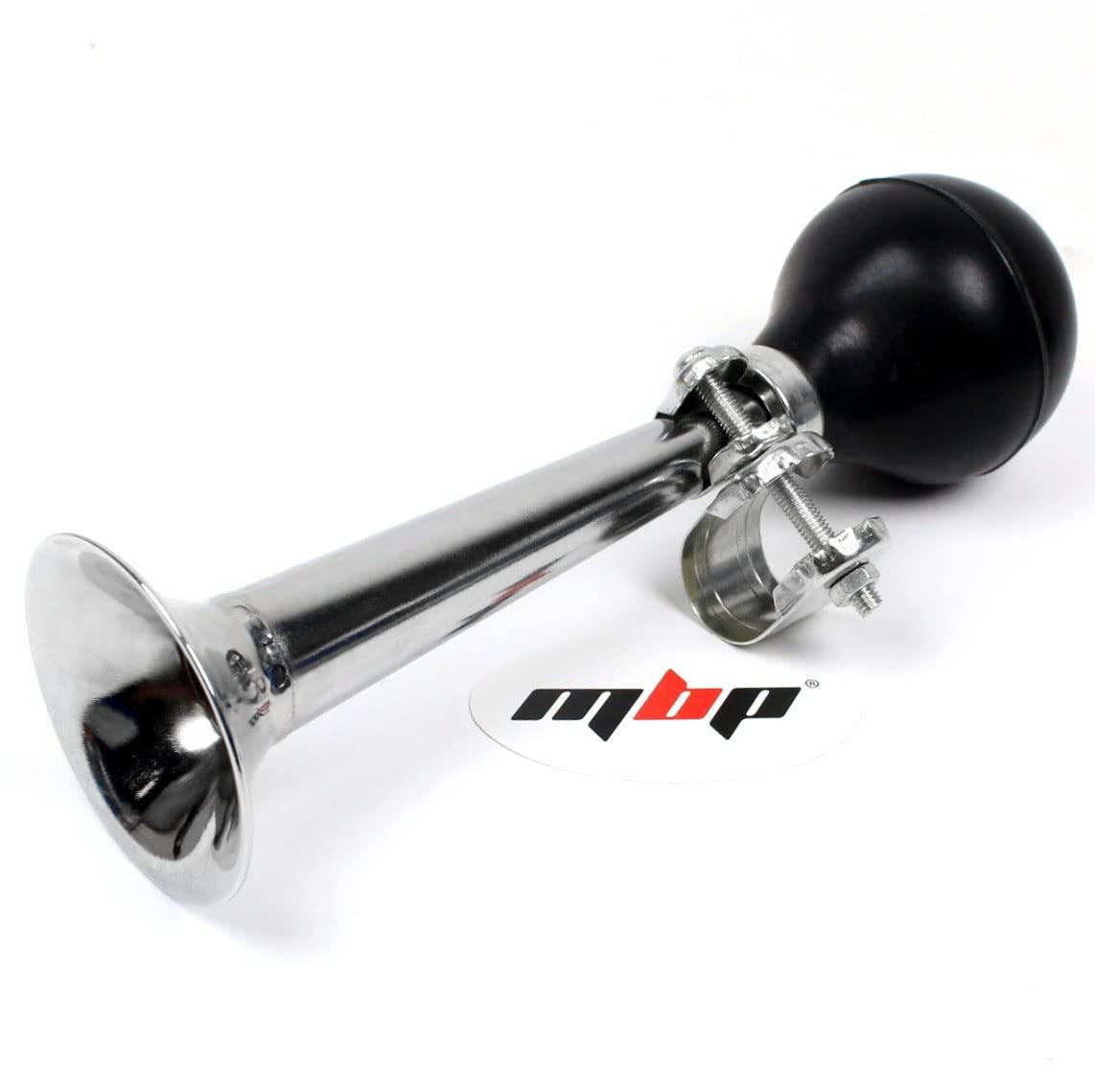 MBP MBP Bicycle Classic Vintage Bugle Horn/Metal Squeeze Horn for Golf Cart, Clowns, Kids, Adults Fits Most Bicycle Handle Bars, Loud Fun Sound