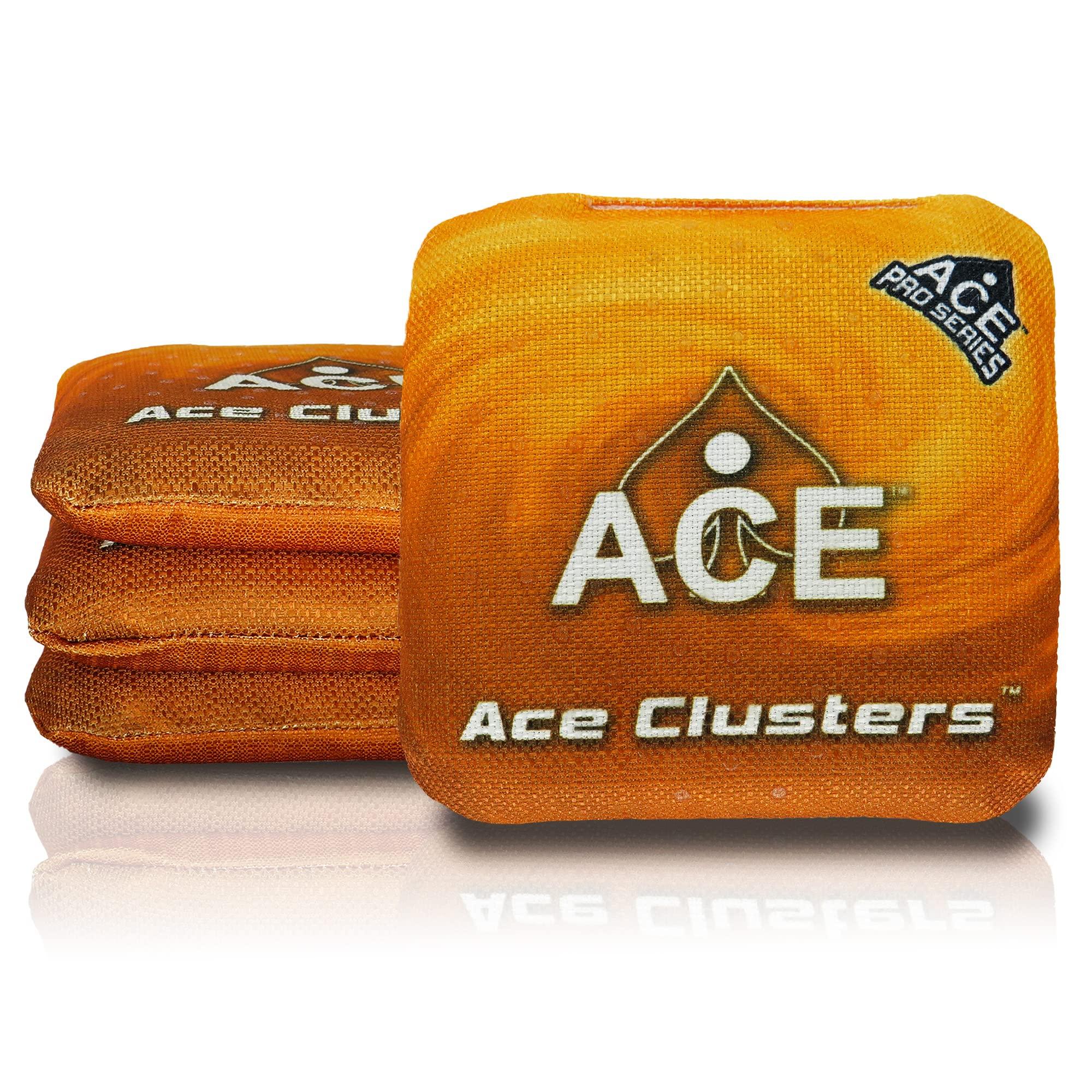 CornholeAce CornholeAce Ace Clusters | Orange (Set of 4 Bags) | ACE Pro Stamped | Cluster Pad Technology | Dual Sided Slick Stick All Weather | Professional Cornhole Bags