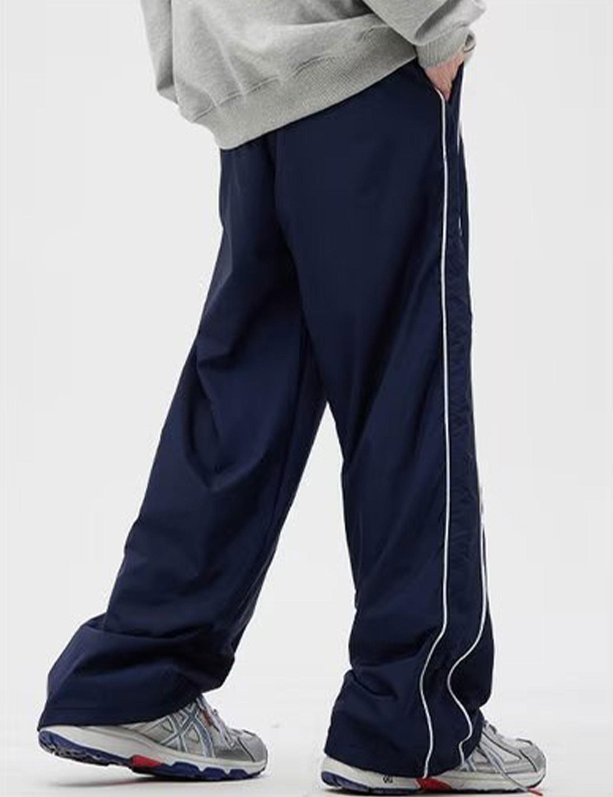 FCOOLYEET FCOOLYEET Mens Y2k Sweatpants Baggy Track Pants Streetwear Pants Harajuku Joggers Wide Leg Parachute Pants for Men Blue