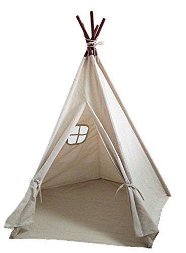 Laylala Laylala Teepee Tent.India Teepee-Embroidery Elephant-Preassemble.5 Poles Design(Light Brown Color)