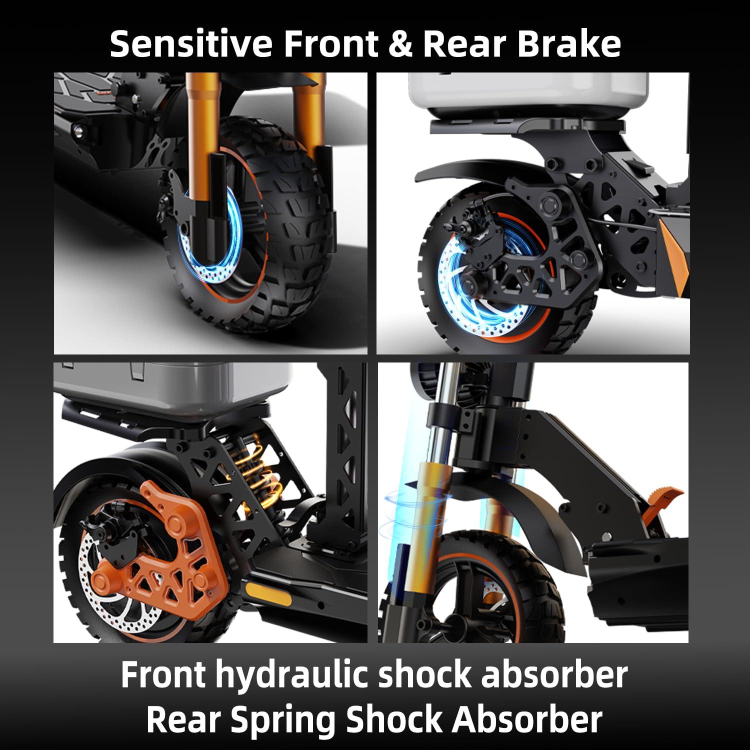 Ruitoo Ruitoo Electric Scooter for Adults, 34 Mph Top Speed, 50 Miles Max Range,1000W Motor, Dual Suspension Braking System Folding E-Scooter with LED Lights & Off-Road Tires Support Return