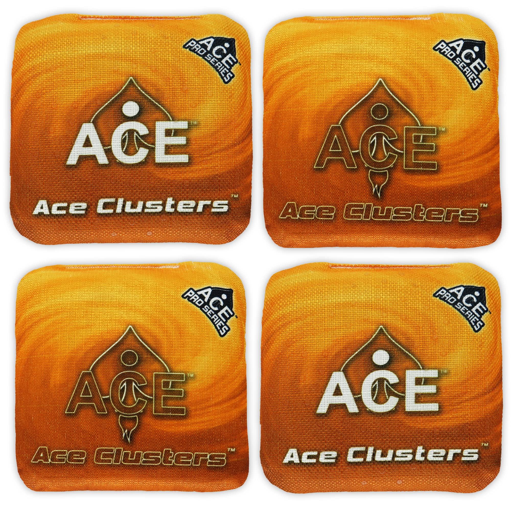 CornholeAce CornholeAce Ace Clusters | Orange (Set of 4 Bags) | ACE Pro Stamped | Cluster Pad Technology | Dual Sided Slick Stick All Weather | Professional Cornhole Bags
