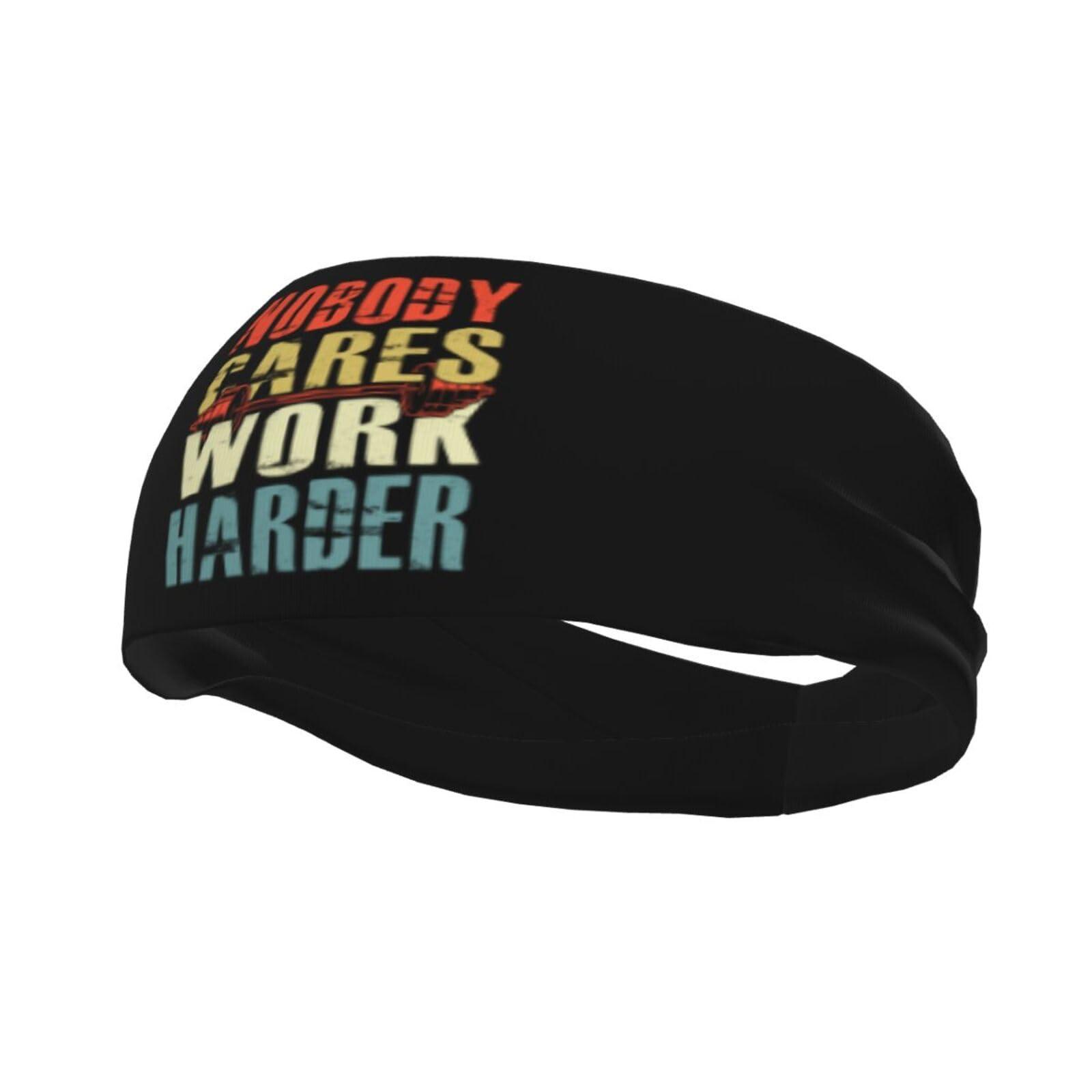 KOSPOGO Nobody Cares Work Harder Headbands for Women Men Sports Headband Outdoor Interior Breathable Sports Wicking Hair Ties Leisure Hair Bands