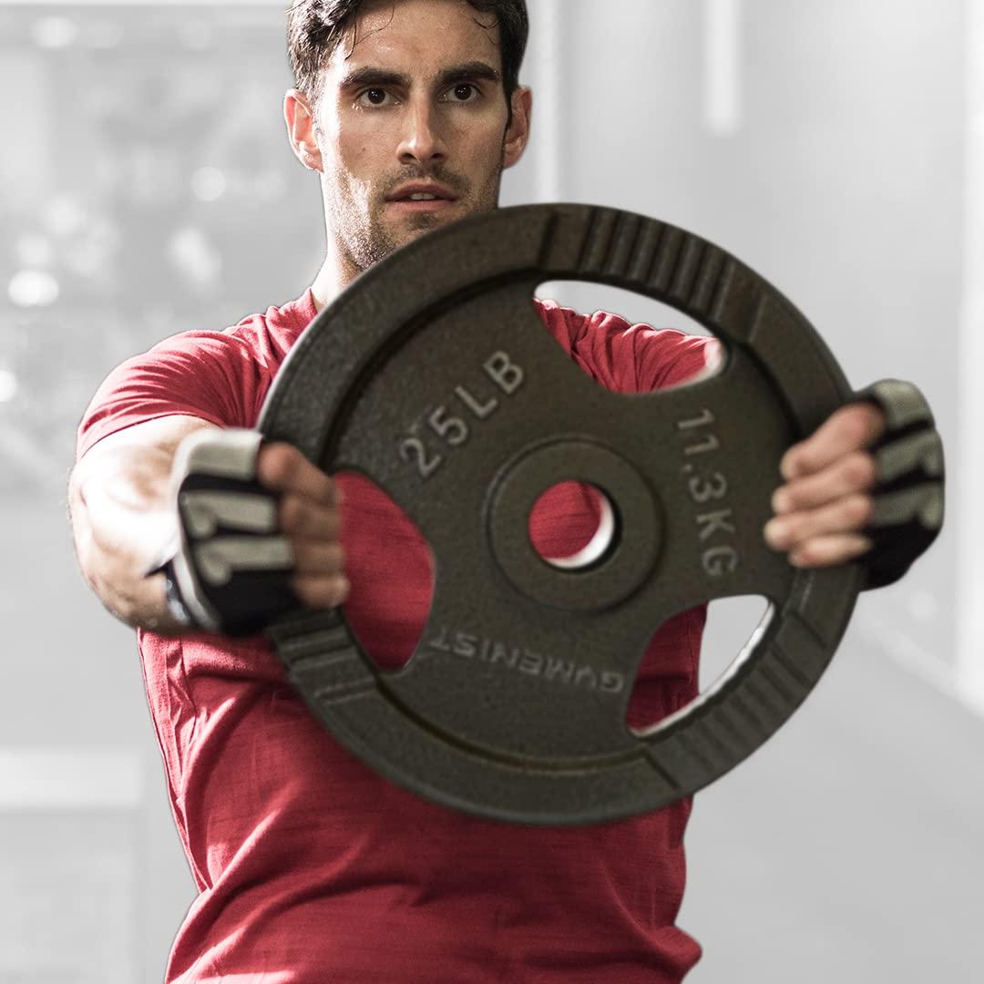 GYMENIST GYMENIST Premium Olympic Rubber Coated Metal Weight Plates for Men and Women Durable Non Slip Grip and Long-Lasting Weights Plate Gym Sets for Home and Commercial Use (2.5 Lb - Single, Metal)