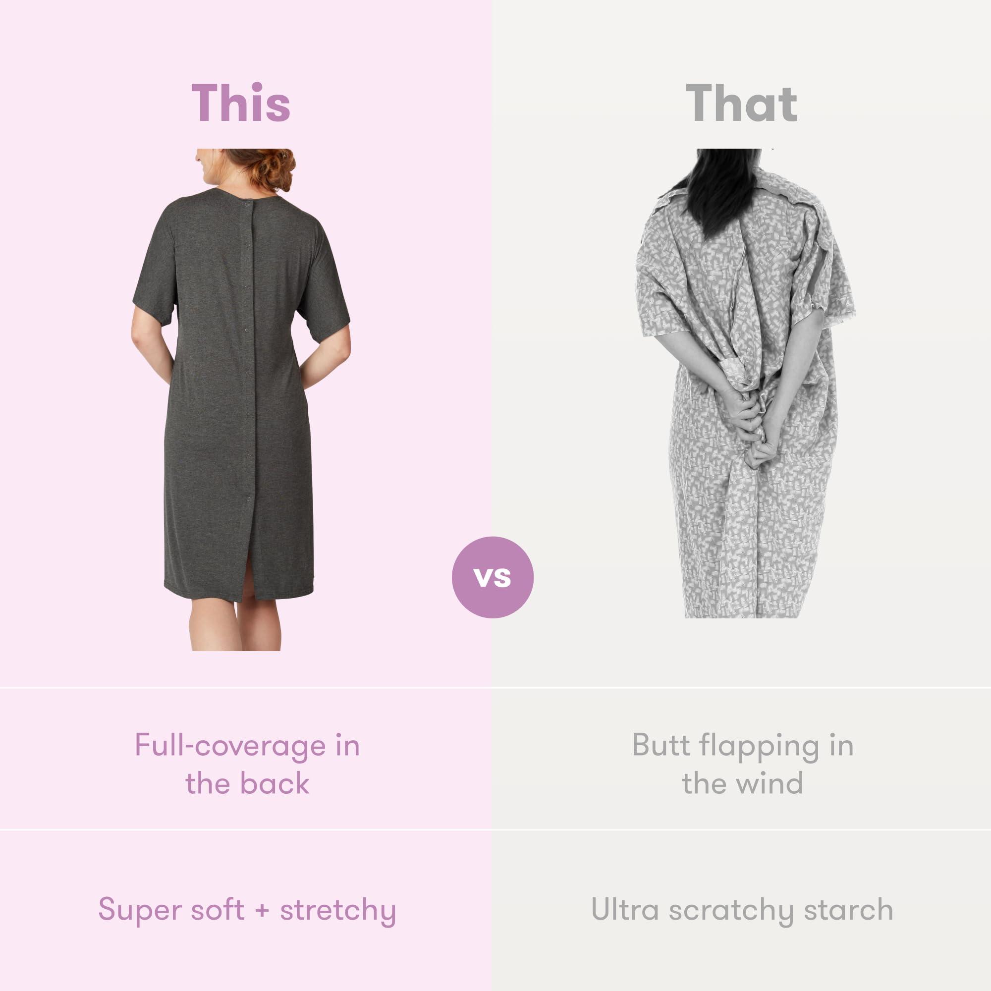 Frida Mom Frida Mom Labor and Delivery Gown for Hospital, Easy-Snap, Tagless Nursing Gown with Skin-to-Skin Access and Full Coverage in The Back