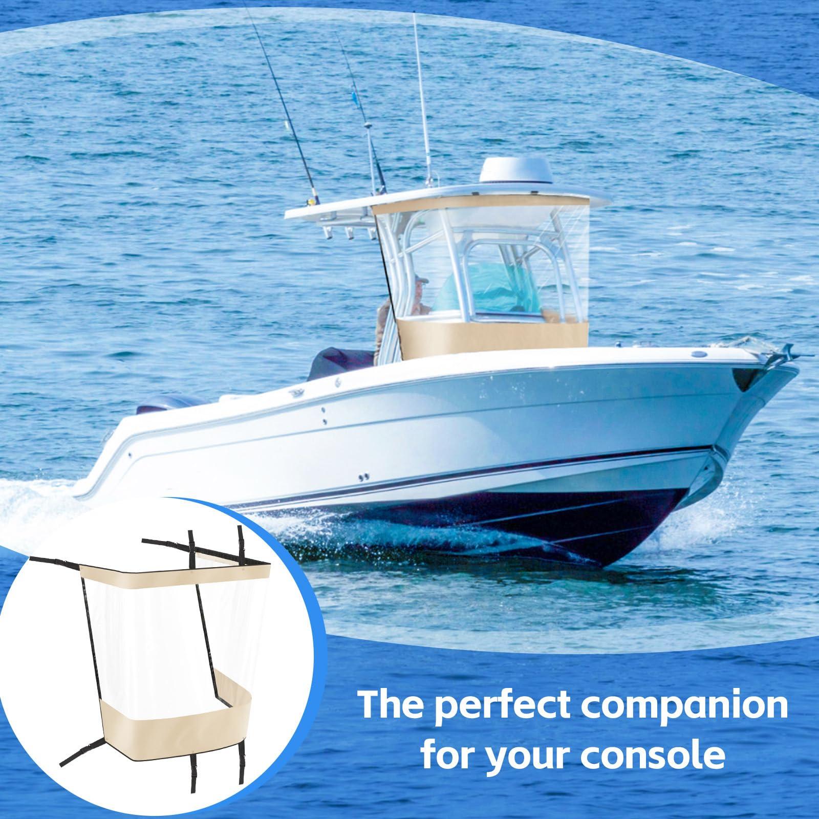 Fanfanwin Fanfanwin Universal T-top Boat Windshield Center Console T-top Enclosure Boat Accessories, Spray Shield, Clear Spray Curtain(for Consoles up to 27'')