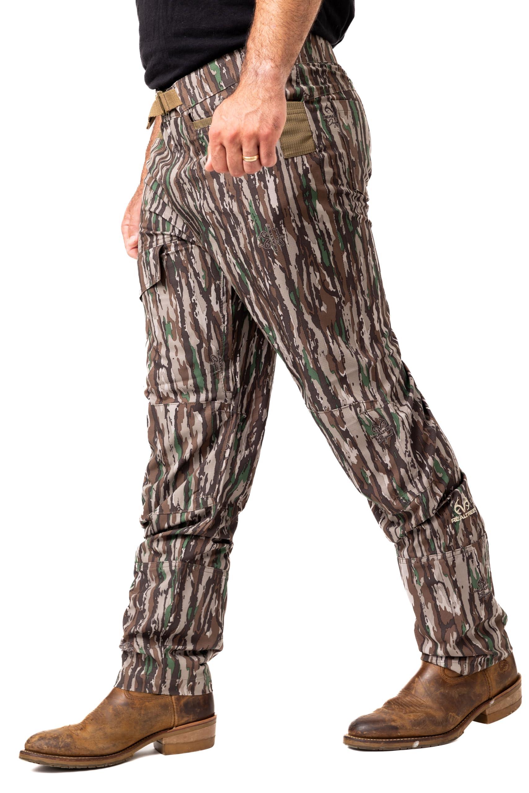 Realtree Realtree Men's 5-Pocket Camo Hunting Pant - Durable Pants with Reinforced Knees, Water-Resistant, Breathable Ripstop Fabric (US, Alpha, Large, Regular, Regular, Original Camo)