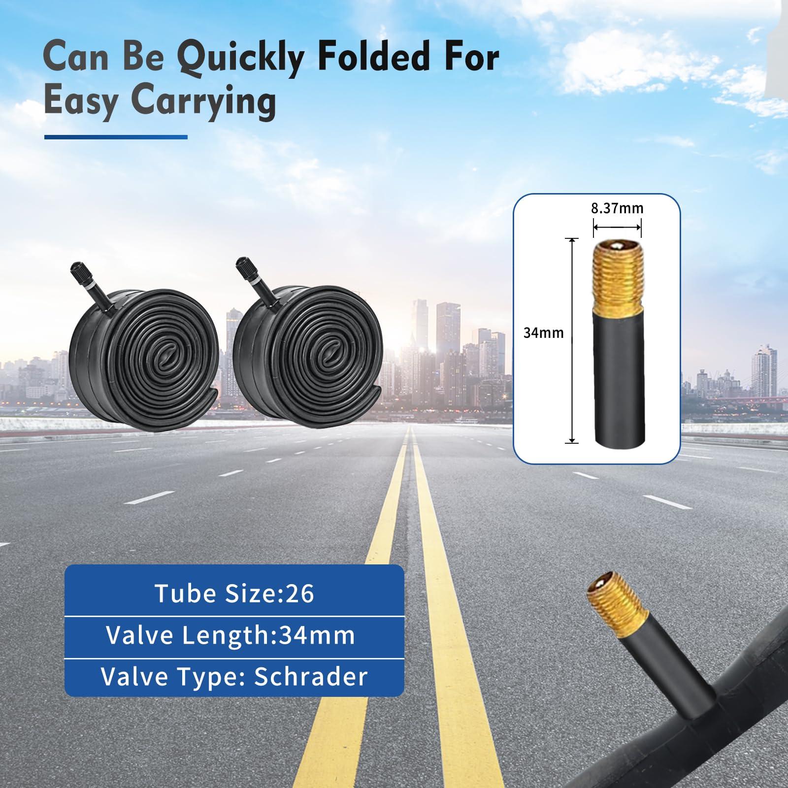 HUIOK 26 Inch Bike Tires, HUIOK 26x2.125 Bicycle Tire Folding Beach Cruiser Tires Replacement with Tubes and Levers