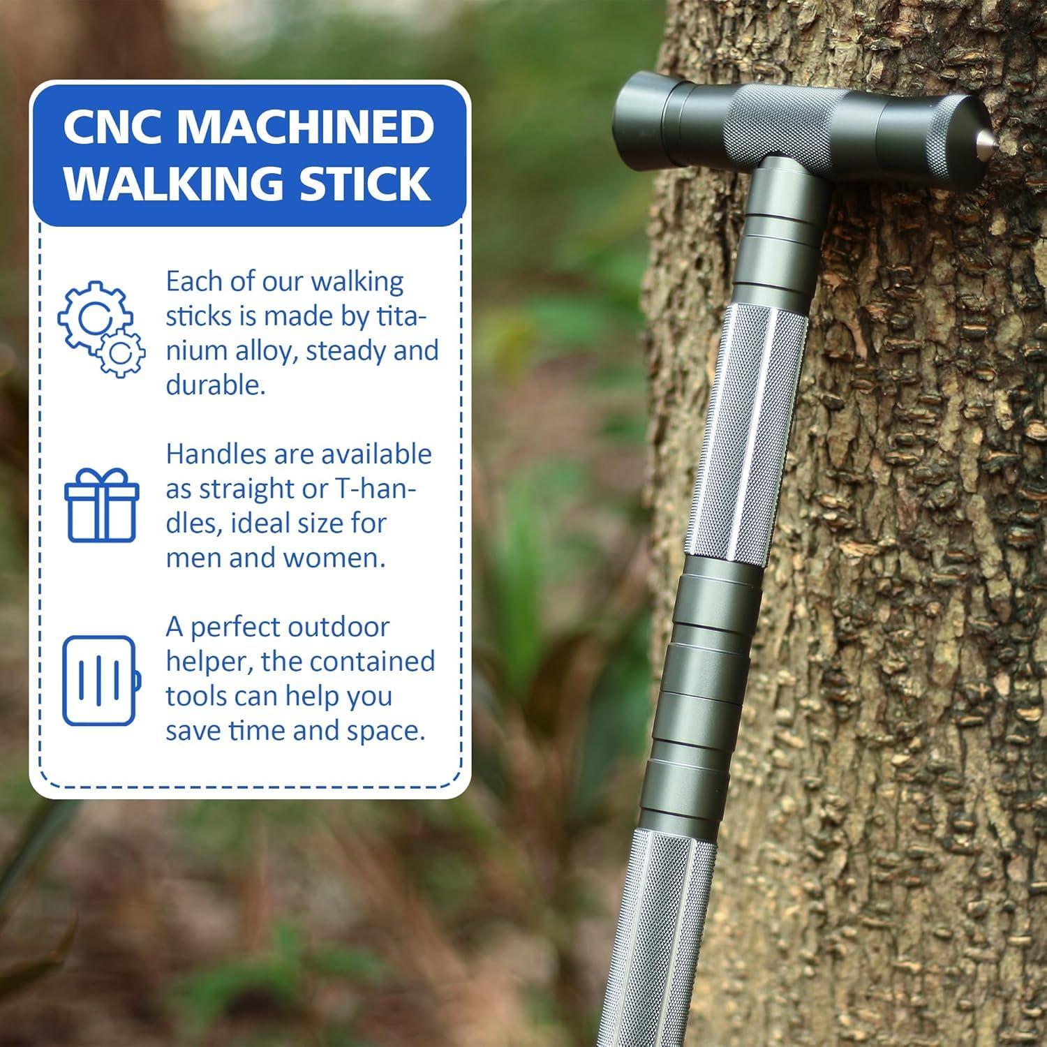 aiGear aiGear Tactical Stick Hiking Walking Staff - Trekking Poles Tactical Staff Adjustable Hiking Stick Gear for Outdoor Survival Camping Hiking