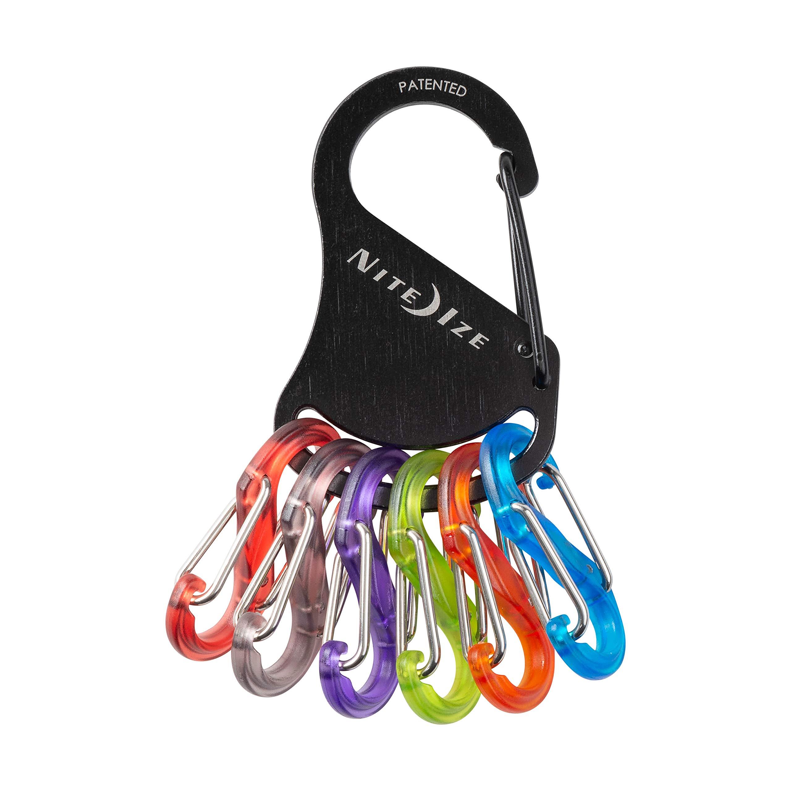 Nite Ize Nite Ize KeyRack Steel S-Biner - Key Carabiner Organizer with 6 Colorful S-Biners - Keychain Accessories to Hold Keys Securely and Separately