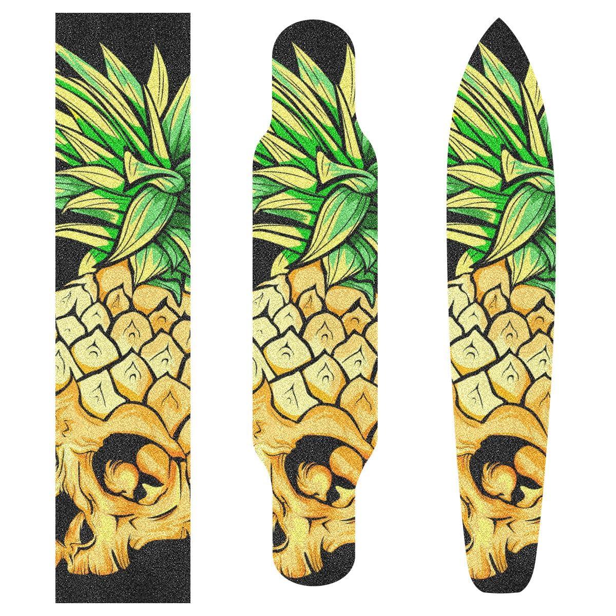 Hupery Hupery Skull Pineapple Skateboard Grip Tape Longboard Griptape Waterproof Grip Tape Sheet Sticker Deck Sandpaper Griptape 44x10 inch