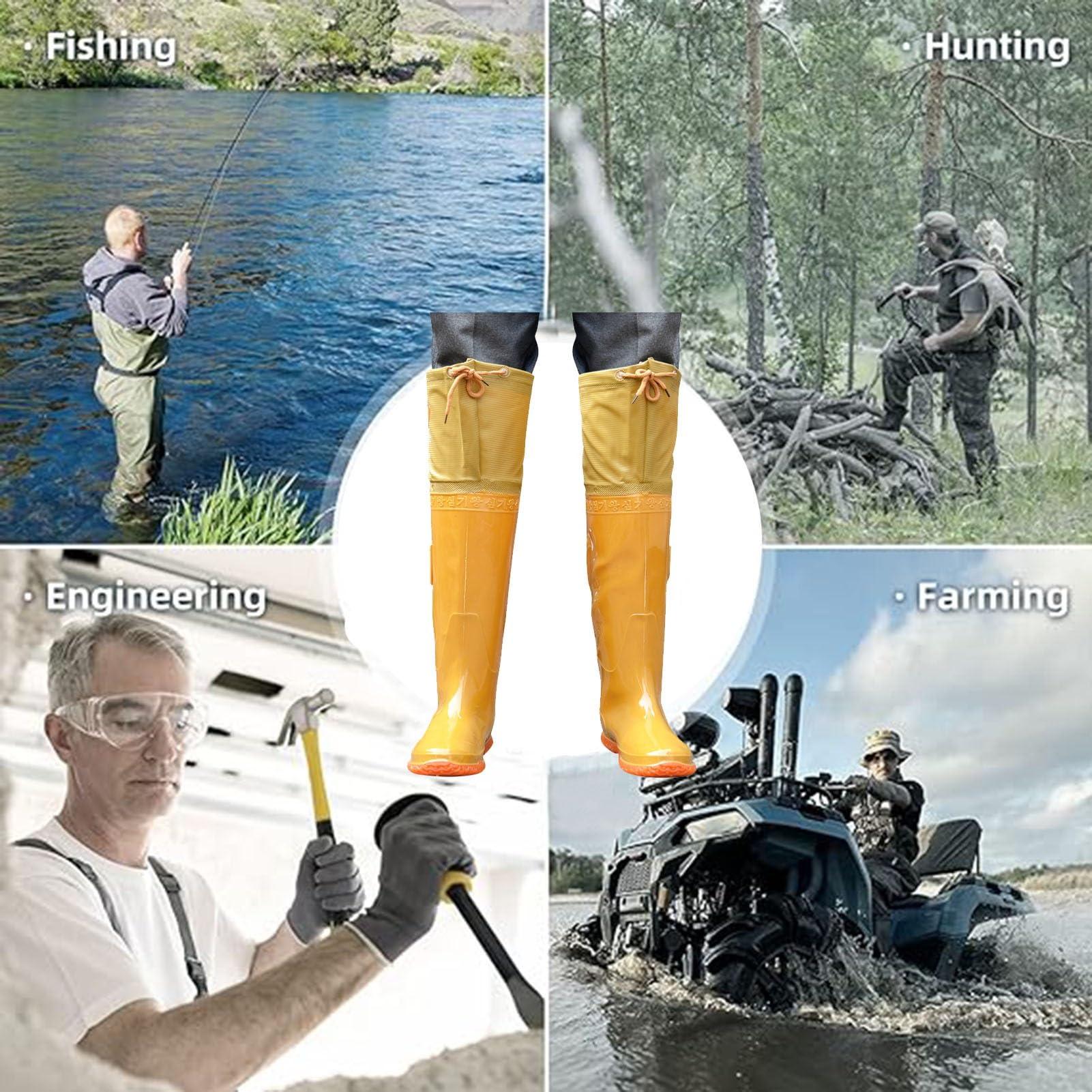 JCWGLY JCWGLY Outdoor Hip Waders Boots for Men Women Waterproof Wading Hip Boots Rain Boots for Fishing Hunting Lightweight Non-Slip(8)