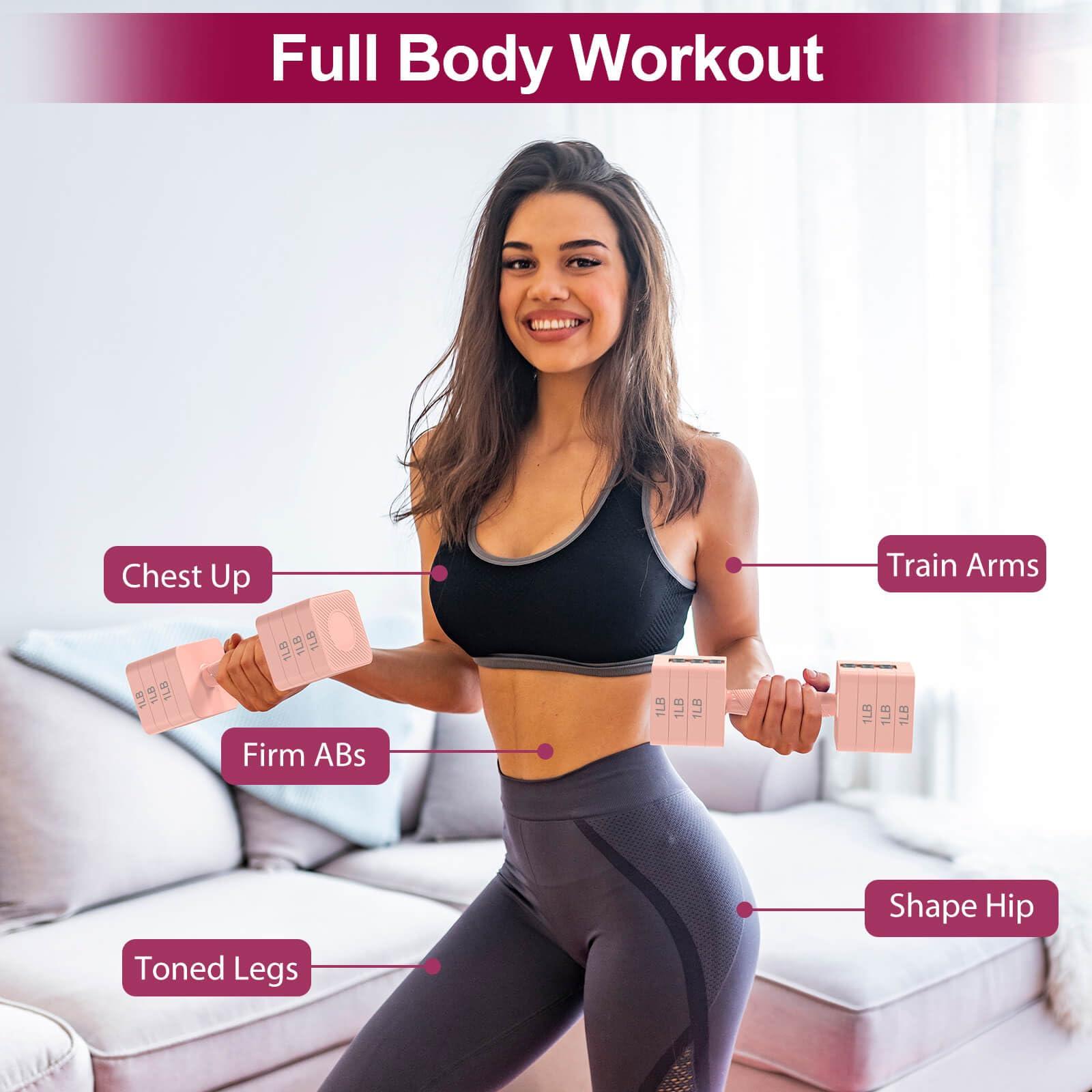 Hezeyferg Hezeyferg Adjustable Dumbbells Set of 2, Hand Weights Sets with 5 Levels 3lb, 5lb, 7lb, 9lb, 11lb, Adjustable Weight Dumbbells for Women/Men Home Gym Full Body Workout (Pink)