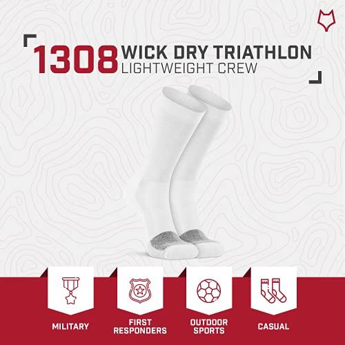 FoxRiver FoxRiver Wick Dry Triathlon Sports Crew Socks Lightweight Men’s Athletic Socks with Moisture Wicking Performance Fabric - White - Medium, (1308)
