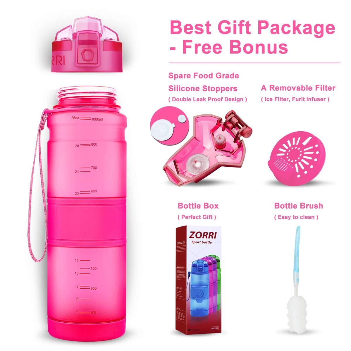 ZORRI ZORRI Sport Water Bottle Kids, 700ml/24oz - Bpa Free Eco-Friendly Tritan Plastic, Reusable Drinks Water Bottles Filter, Leak Proof Flip Top, Open 1-Click Gym, Yoga, Running