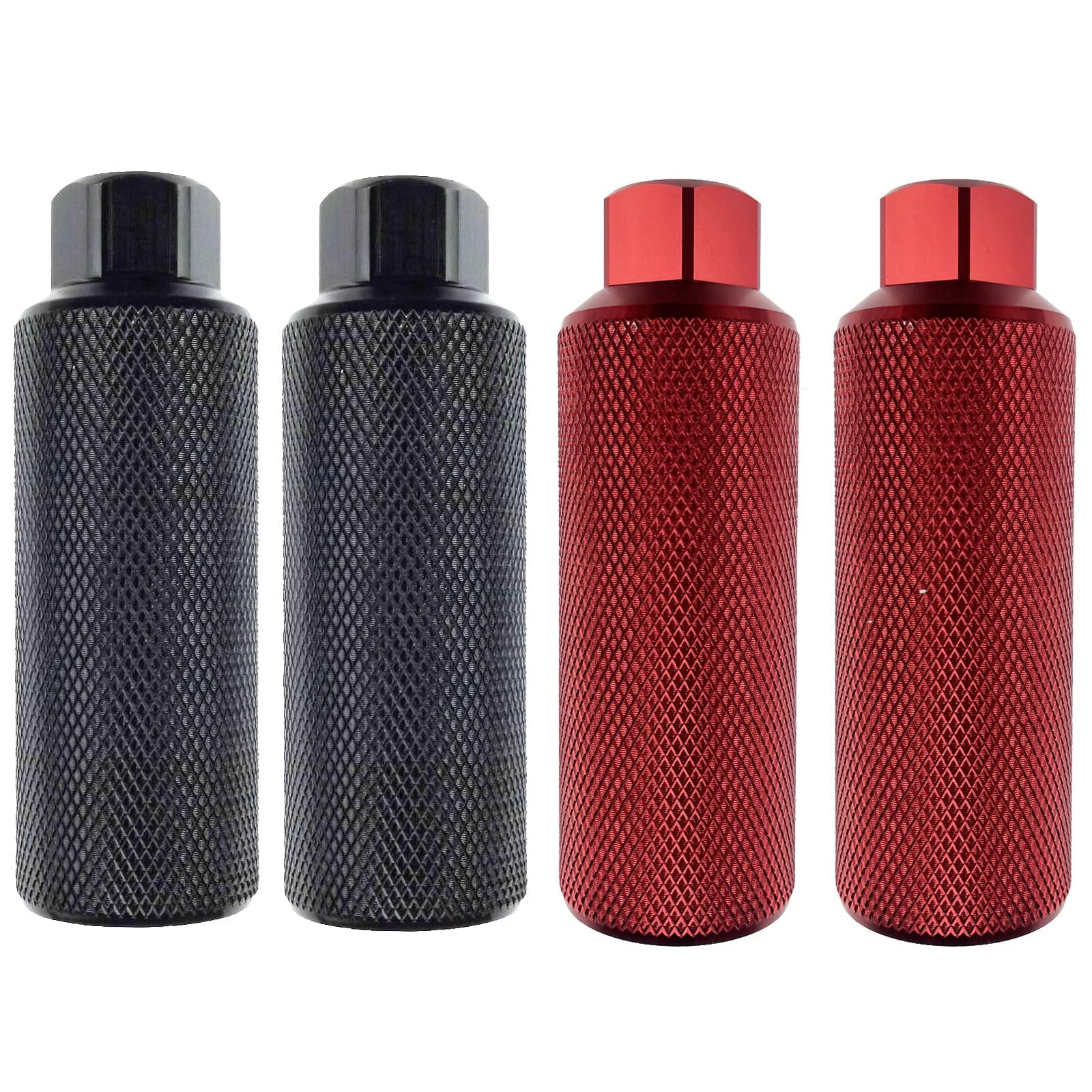 Zelerdo Zelerdo 2 Pairs Aluminum Alloy Bike Pegs for Mountain Bike Cycling Rear Stunt Pegs Fit 3/8 inch Axles (110x38 mm) (Black and Pure Red)