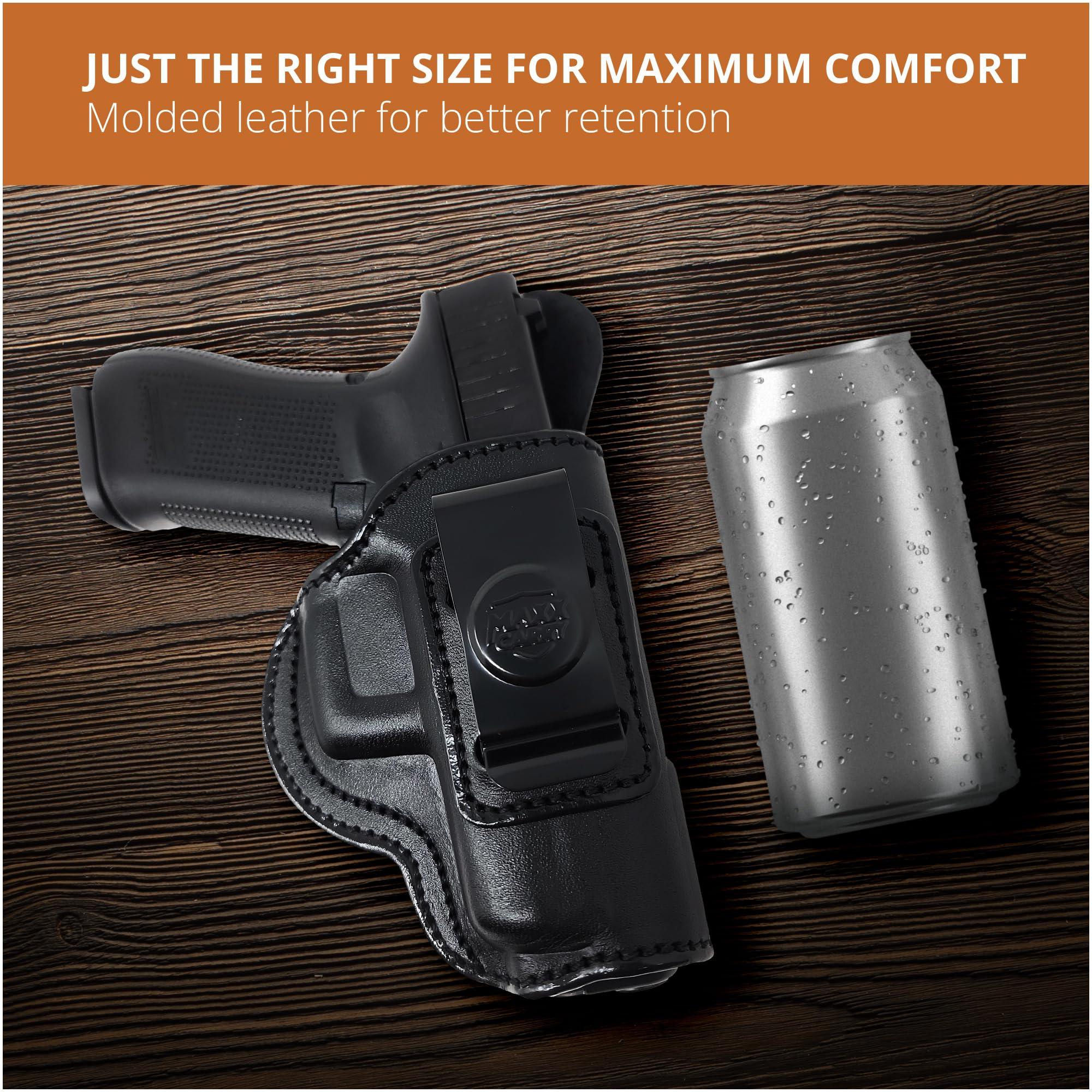 Popular Holsters Genuine Leather Iwb Holster for Glock 17/22/31 Pistol - for Tactical Handgun - Leather Concealed Carry Holster - Comfortable Appendix Everyday Carry - Maxx Carry Holsters