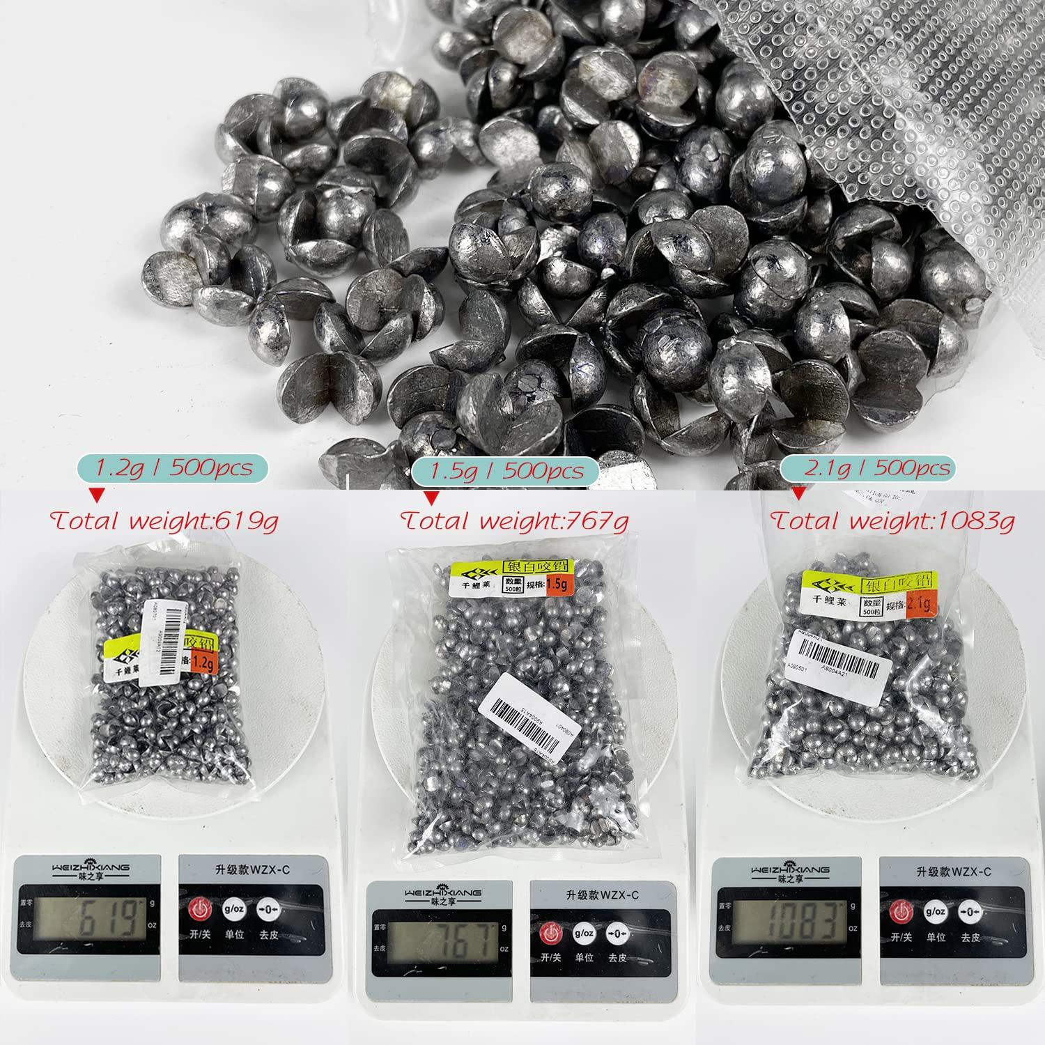 FREE FISHER FREE FISHER Removable Split-Shot,500Pcs 1.2g Lead Sinking Split Shots Fishing Sinkers,Fishing Weights Sinkers
