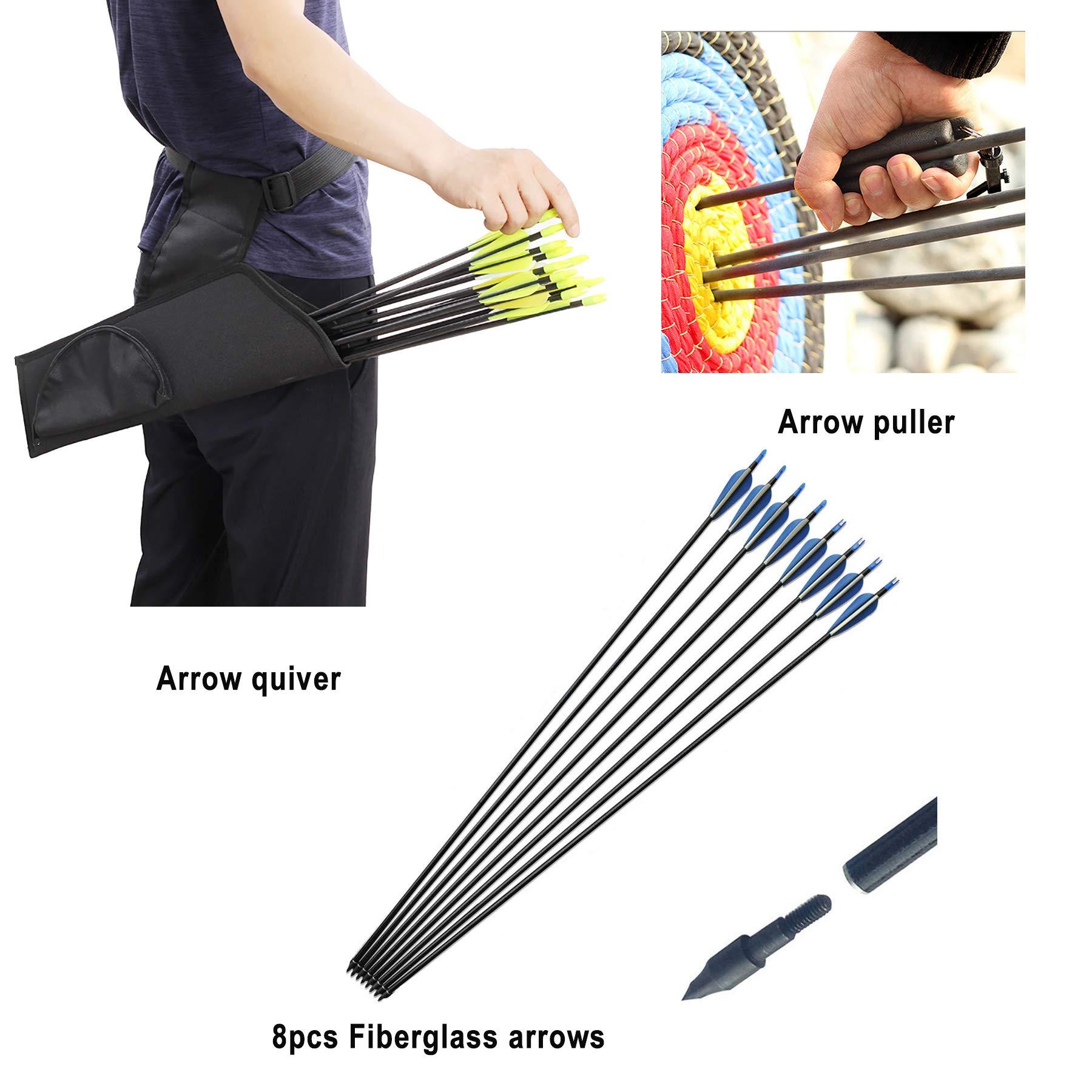 OEELINE OEELINE Airobow Recurve Bow and Arrow Set,Takedown Archery Bow 62 inch Hunting Bow Right Hand Draw Weights in 25-55 lbs,35lbs