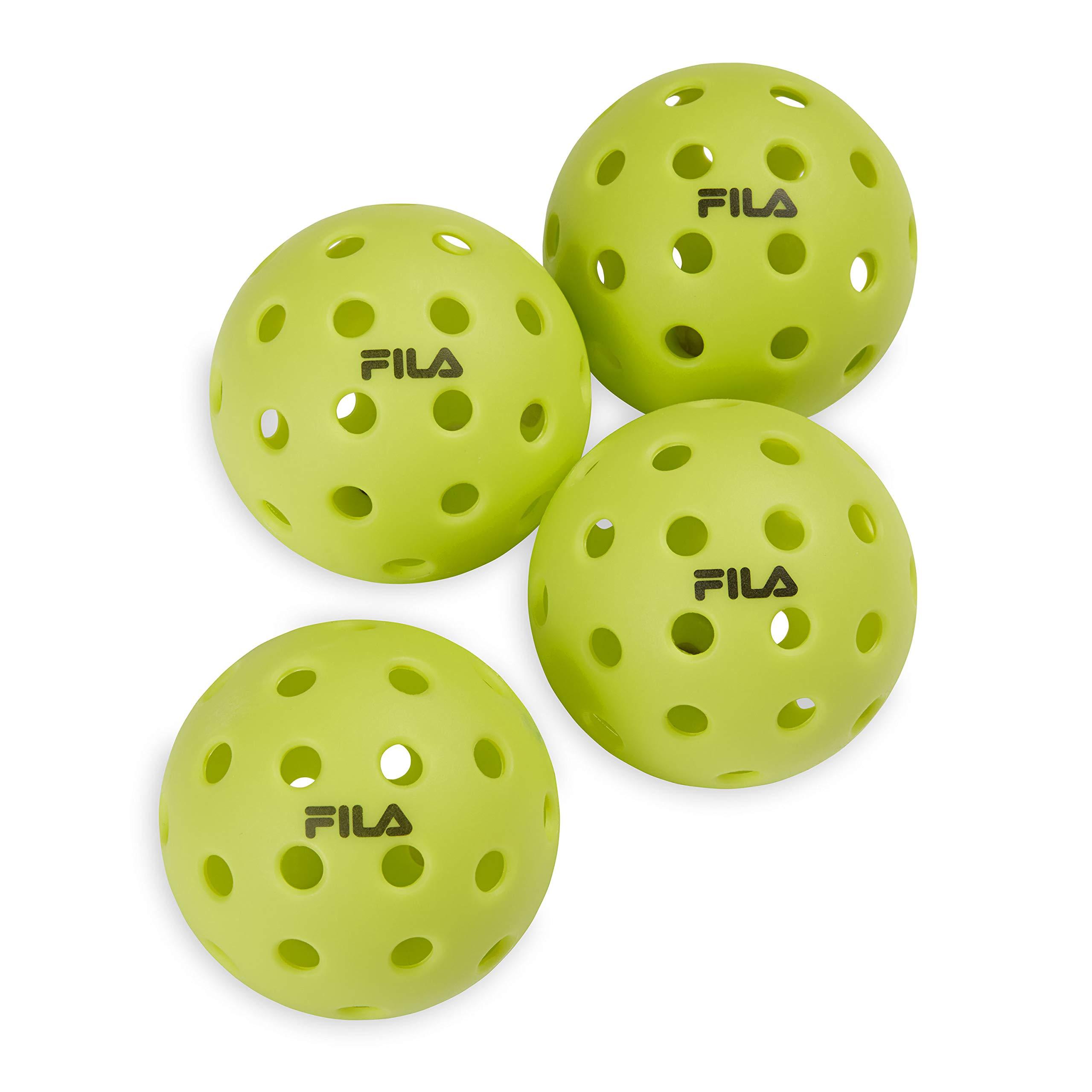 FILA Accessories FILA Accessories Outdoor Pickleball Balls - Official Outdoor Pickleballs, Regulation Size with 40 Holes (Lime Green), Pack of 4