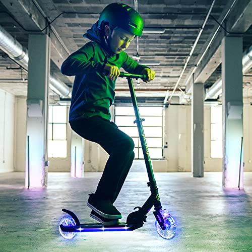 AERO MOBILITY Aero C3 Wheel Kick Scooter for Kids Ages 6-12 or 7-12 or 8-10 or 8-12 with Dynamic Lights, 2 Wheels Scooters for Boys and Girls with Light up Wheels and Deck