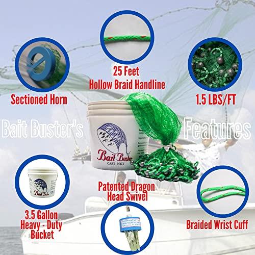 Bait Buster Bait Buster Minnow Cast Net 1/4" Sq. Mesh Green (8 Ft.)