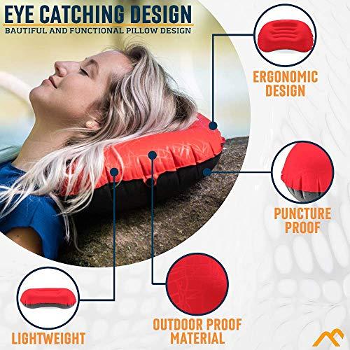 Alpcour Alpcour Camping Pillow Large, Inflatable, Ultralight Sleeping Pillow with Easy Blow Up Design, Soft Waterproof Exterior Cover and Compact Carry Case for Hiking, Backpacking, Airplane Travel & More