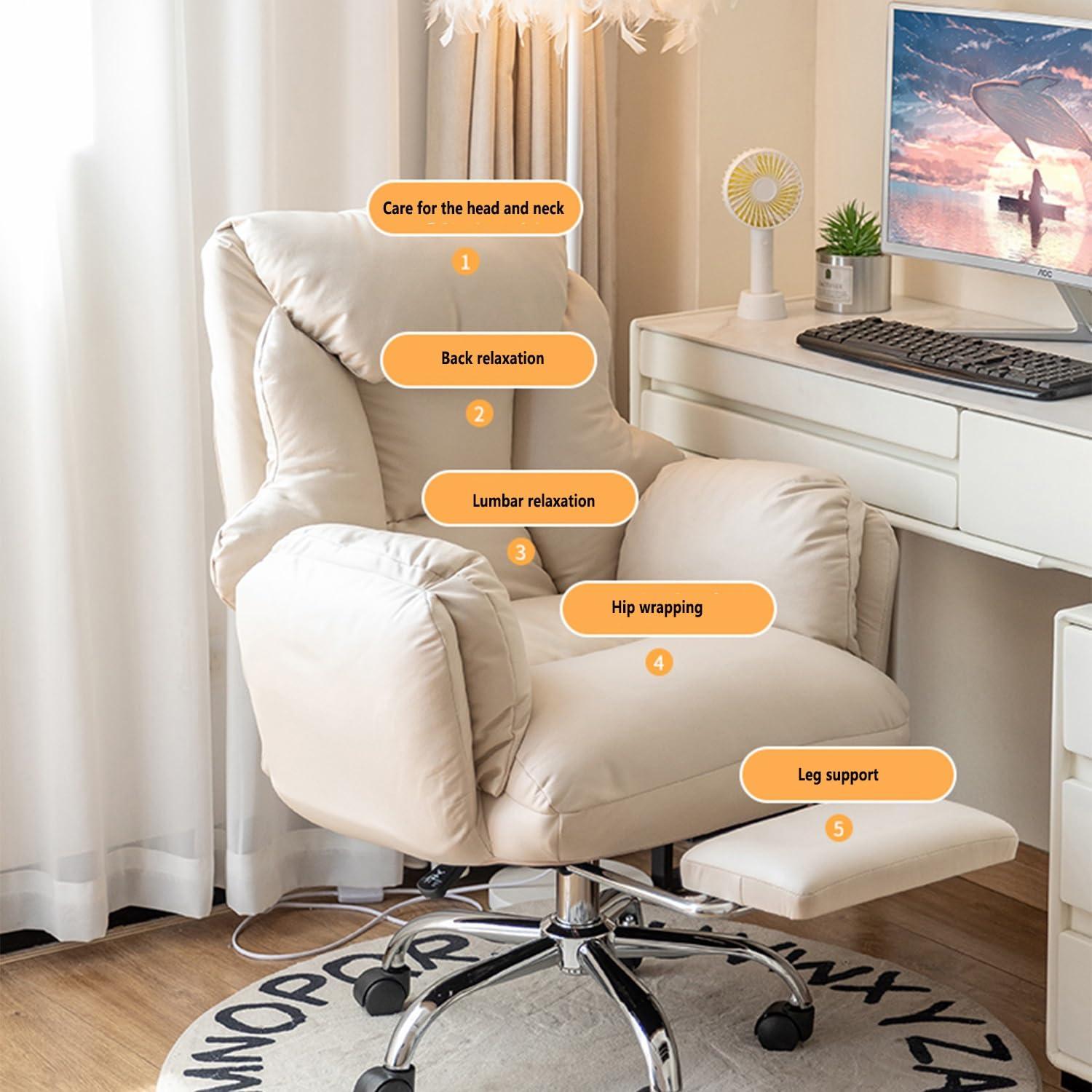 MOTHY Office Chair Ergonomic Desk Chair with Headrest,Retractable Footrest High BackGaming Chair,Home Office Chair withWheels Desk Chair Adjustable Height Reclining Computer Chair (Color : C)