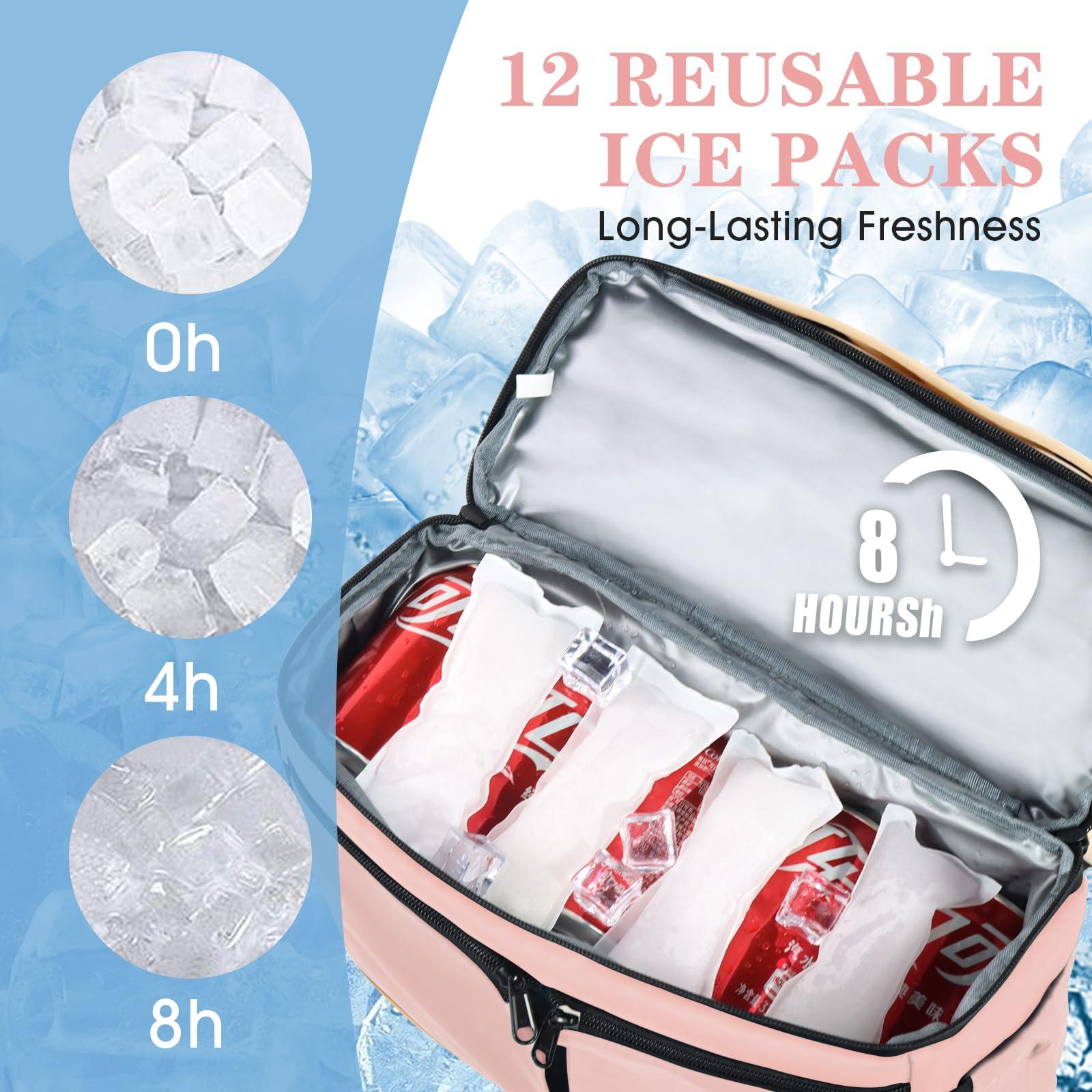 Scothen Scothen Backpack Cooler with Double Decker & 12 Ice Packs- Keeps 36 Cans Cold for Up to 8 Hours- Waterproof & Leak Proof Insulated Cooler Backpack- Stylish Cooler Bookbag for Women Travel Work Beach