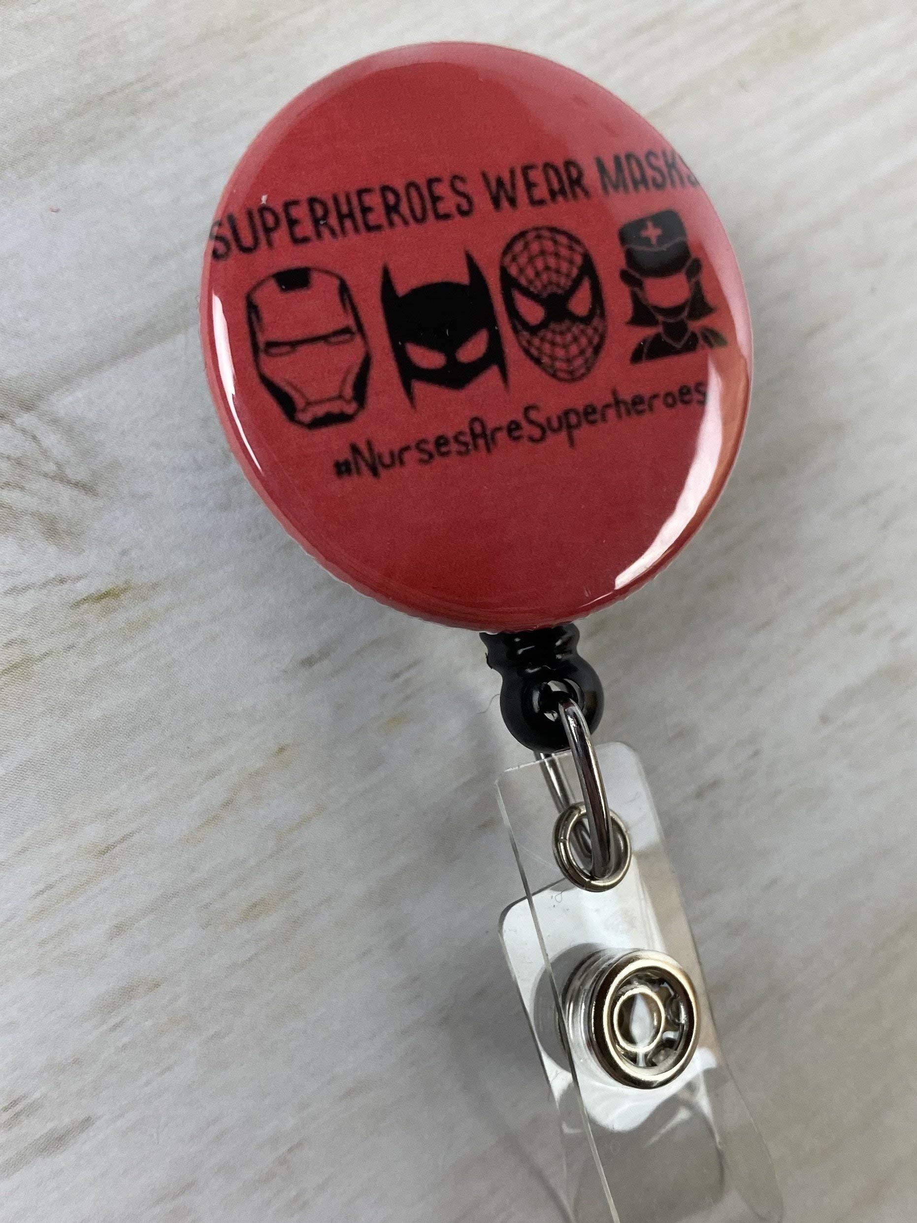 My4BadgeBuilders Hero Badge Reel ~ Essential Worker ~ Not All Heros Wear Capes ~ Badge Reel ~ Cute Badge Reel ~ Nurse Badge Reel ~ Retractable Badge Reel