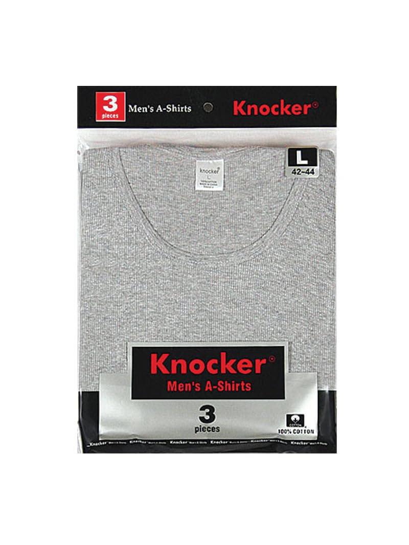 Knocker Knocker Men's 3 pc Tank Top Undershirts A-Shirt (L, 2 Black/1 Gray)