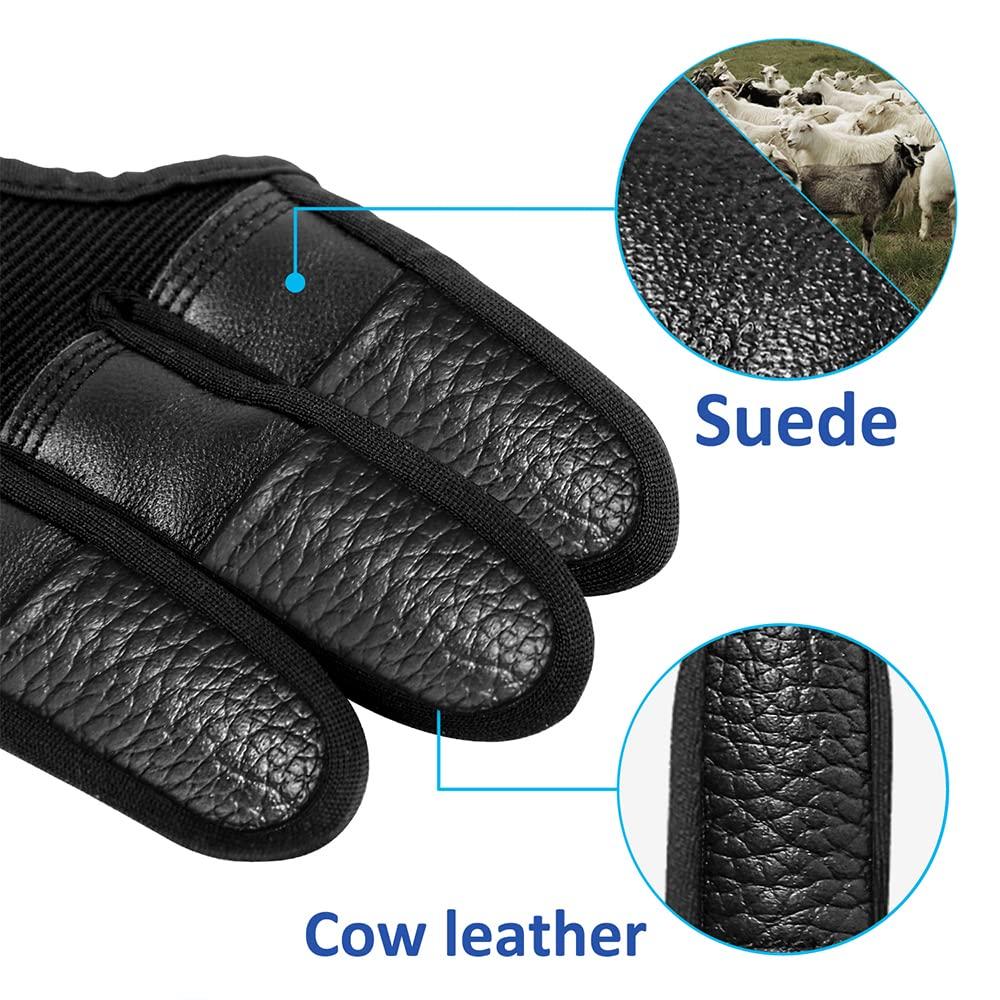 Seektop Seektop Archery Gloves Shooting Hunting Leather Three Finger Protector for Youth Adult Beginner (Update Black, M)
