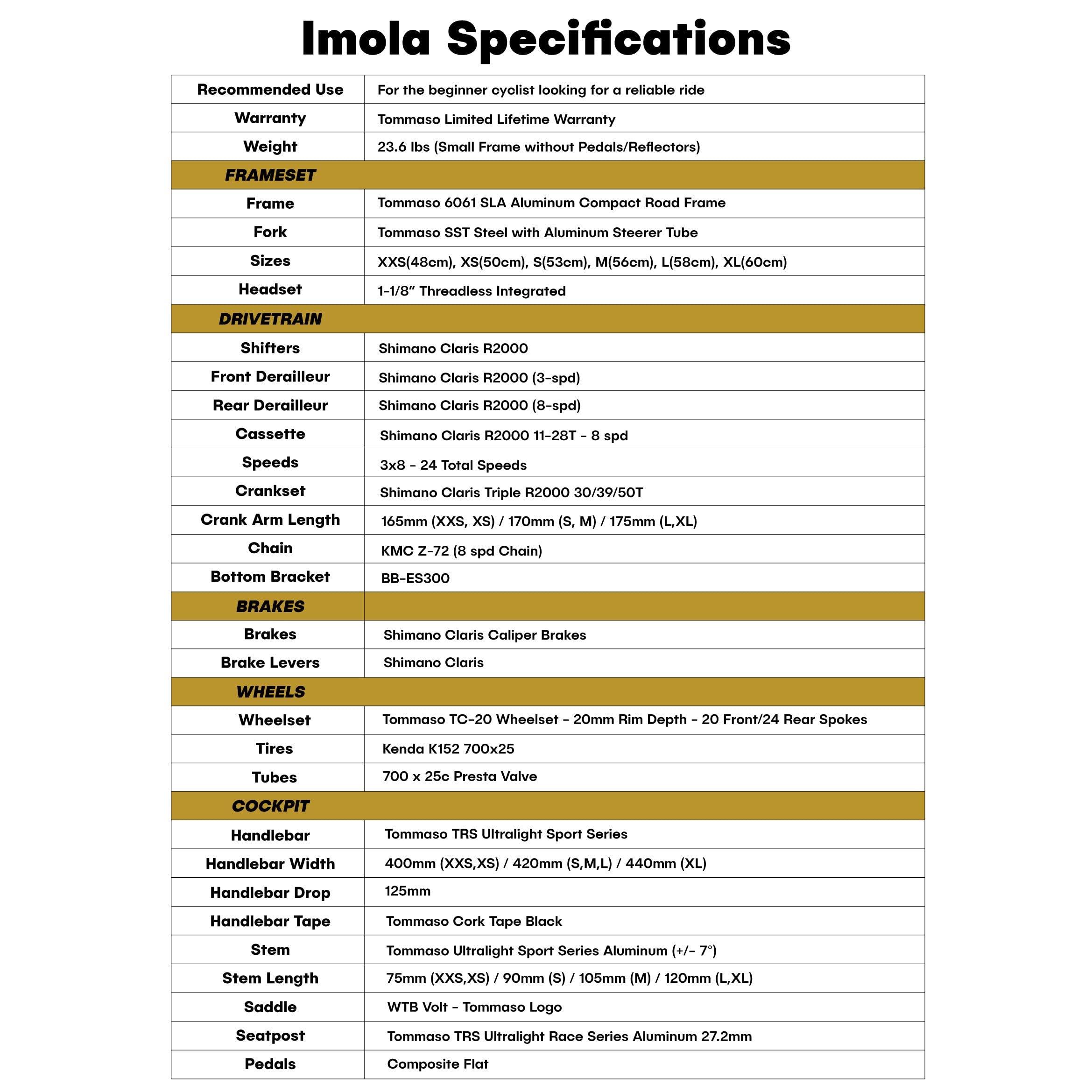 Tommaso Tommaso Imola - Sport Bike Performance Aluminum Road Bike, Shimano Claris 24 Speeds Road Bicycle Men Road Bikes for Men Bike Men Women Speed Bike Racing Bike Adult Bike City Bike- Black XXS 48cm