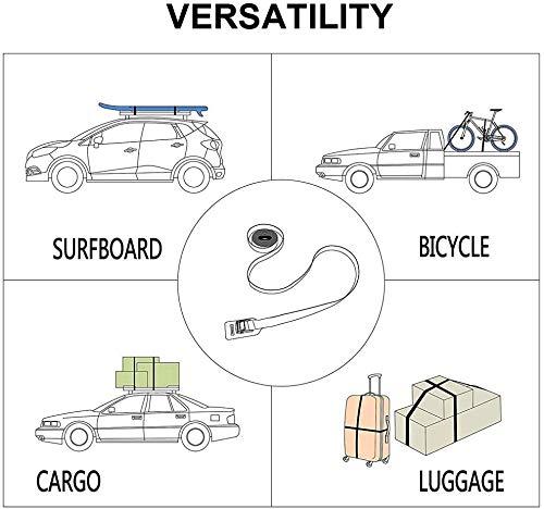 WONITAGO WONITAGO Premium 'No Scratch' Silicon Tie Down Cam Straps for Surfboards, Kayaks, SUP Paddleboards, Canoes, Snowboards 12ft (Pair)