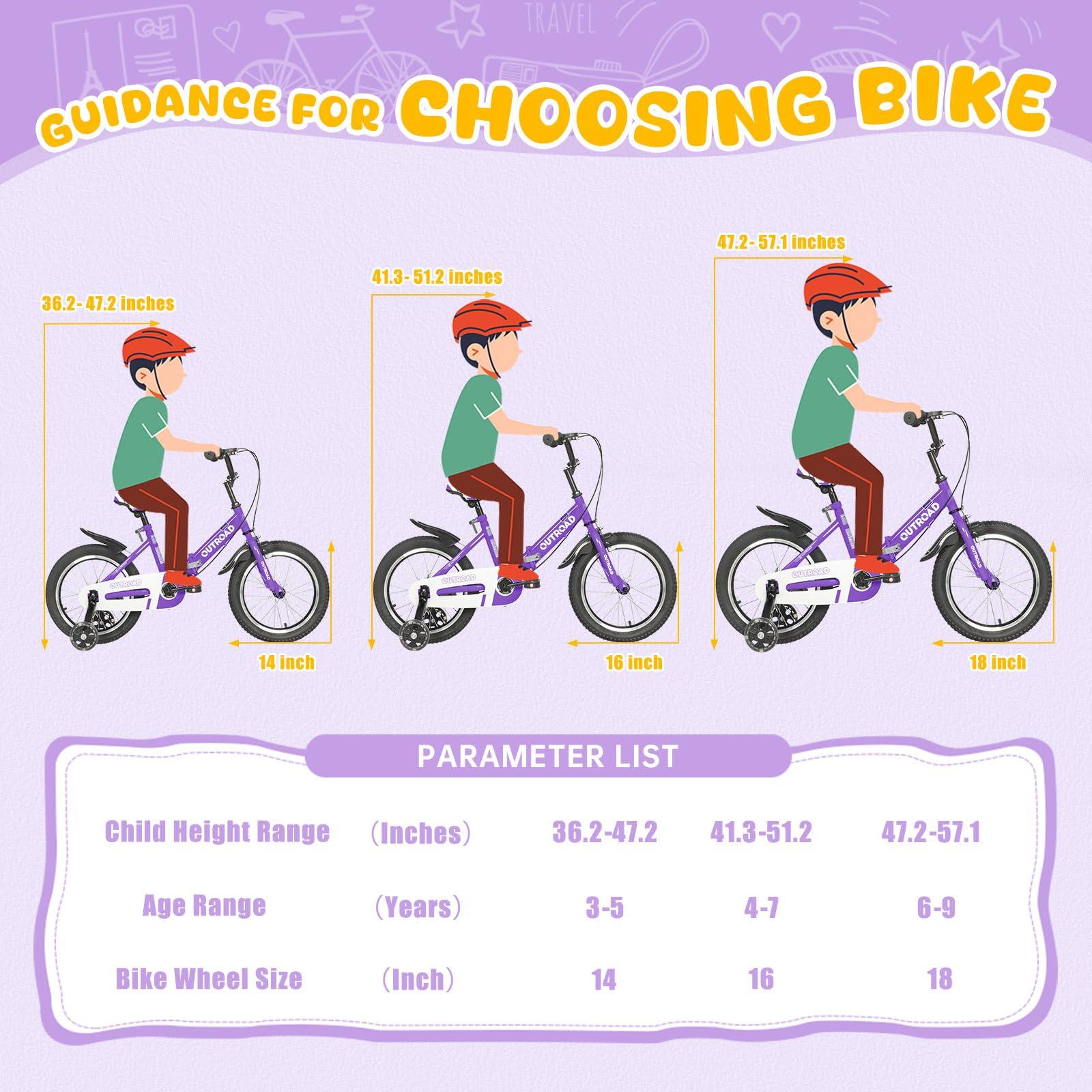 Betterland Betterland Folding Kids Bike,16 Inch Children Bicycle with Training Wheels and Dual Handbrakes Toddler Sport Bicycle for 3-9 Years Old Boys and Girls(Purple)