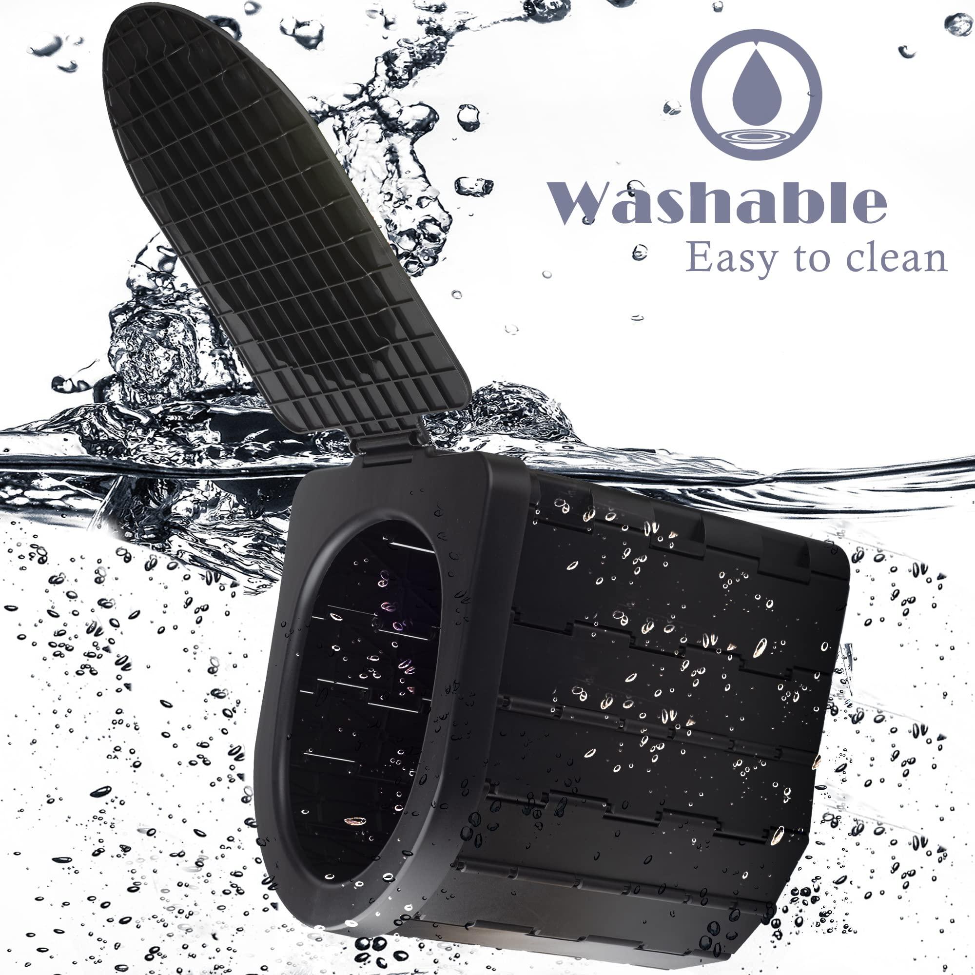 KINSPORY KINSPORY Camping Toilet, Portable Toilet for Adults & Kids, Foldable Potty & Outdoor Emergency Sanitation Products, Trash Can, Stool for Car Truck Camping Travel Hiking Fishing Long Trips (Deep Black)