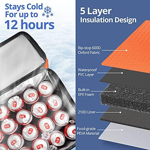 Maelstrom Maelstrom Collapsible Soft Sided Cooler - 60 Cans Extra Large Lunch Cooler Bag Insulated Leakproof Camping Cooler, Portable for Grocery Shopping, Camping, Tailgating and Road TripsOrange